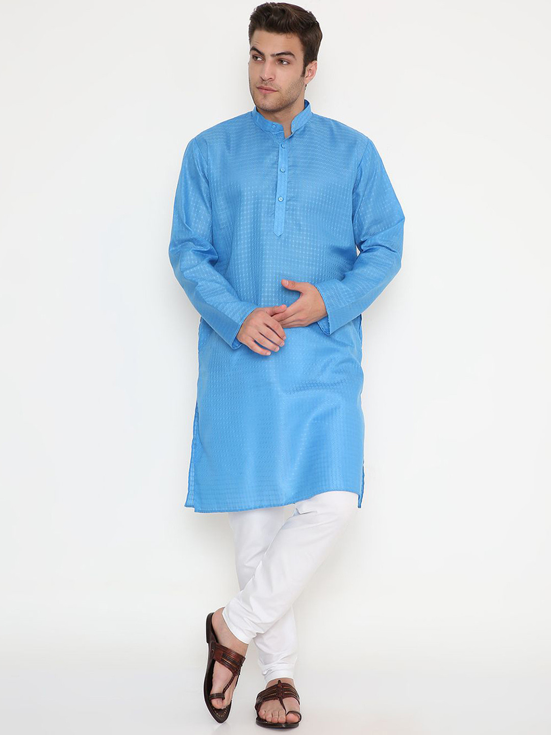 Maharaja Abstract Band Collar Straight Kurta With Pyjamas