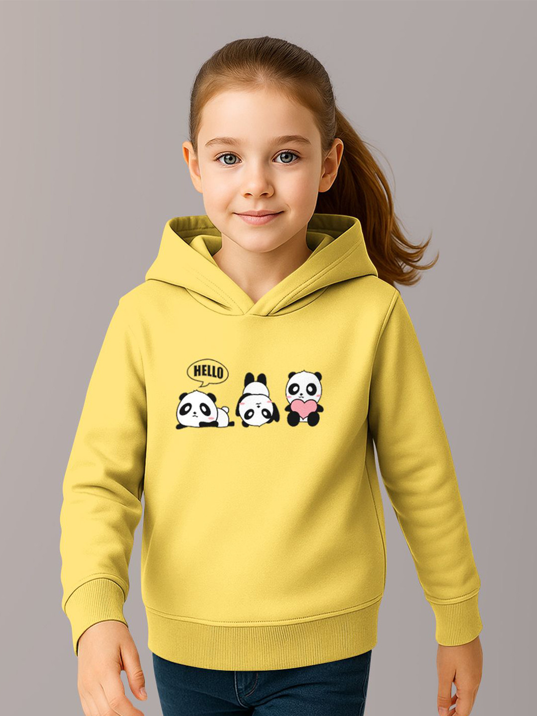 HELLCAT Girls Panda Print Hooded Sweatshirt