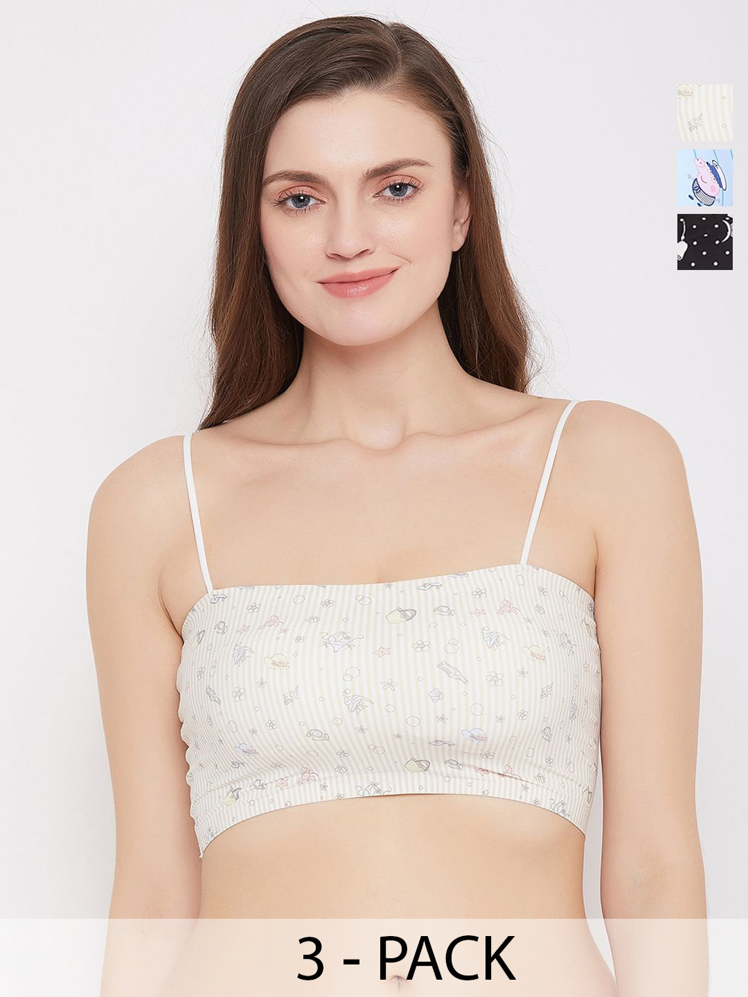 SECRETS BY ZEROKAATA Assorted Pack of 3 Printed Lightly Padded Everyday Bra