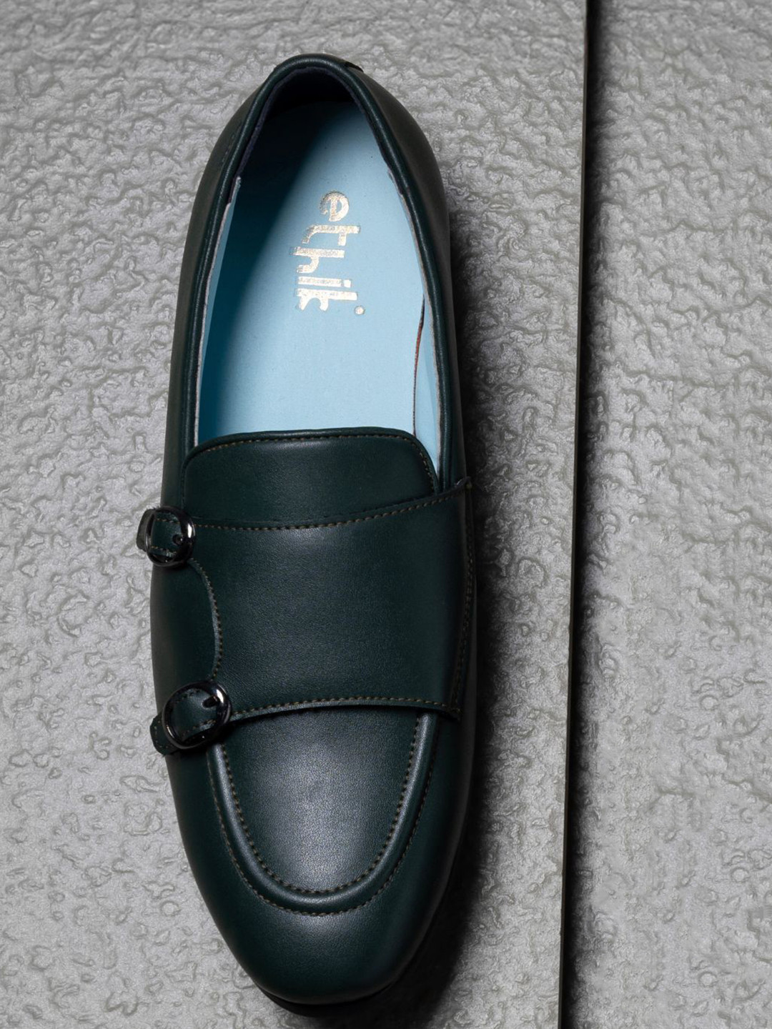 Ethik Men Green Vegan Formal Monk Shoes