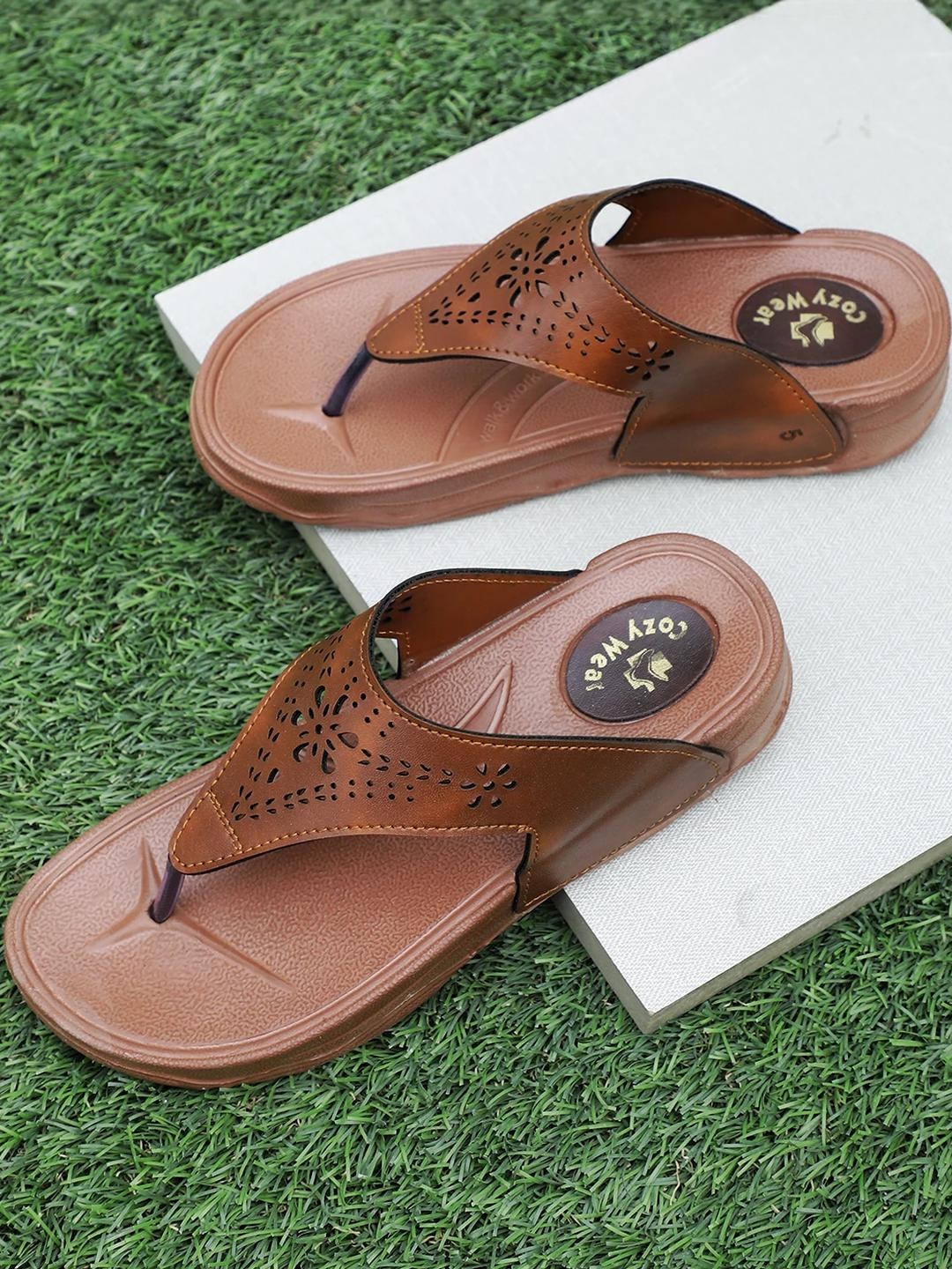 Cozy Wear Women Flats (Tan , 5)