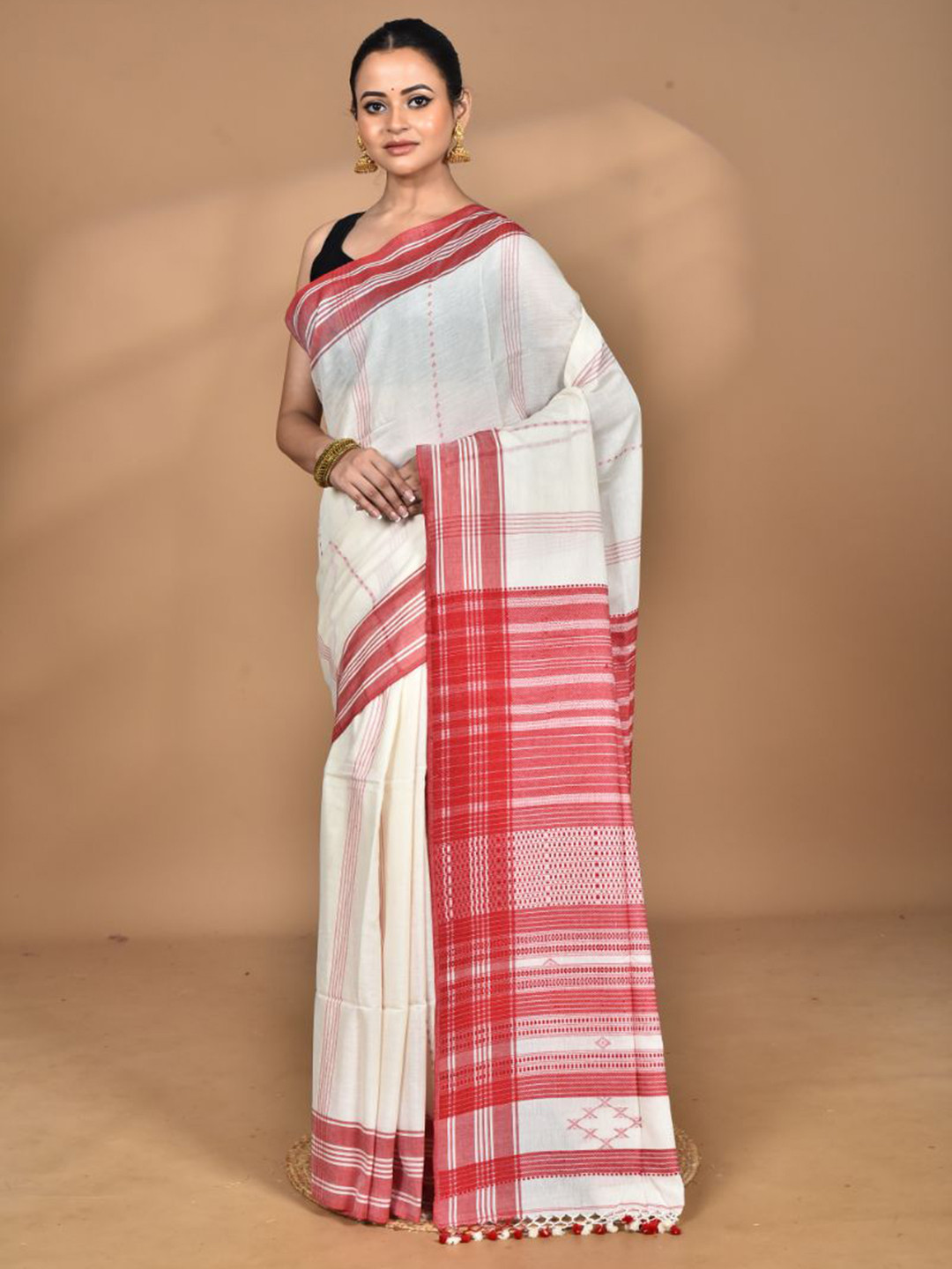 Morchari Woven Design Dhakai Jamdani Handloom Pure Cotton Saree