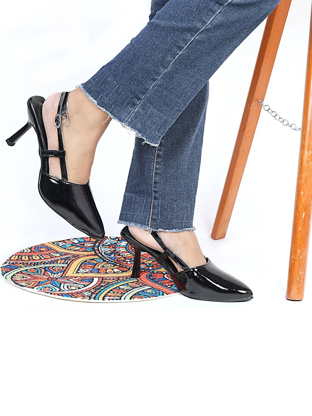 HM9 YS6 Black Women Block Heel Sandals