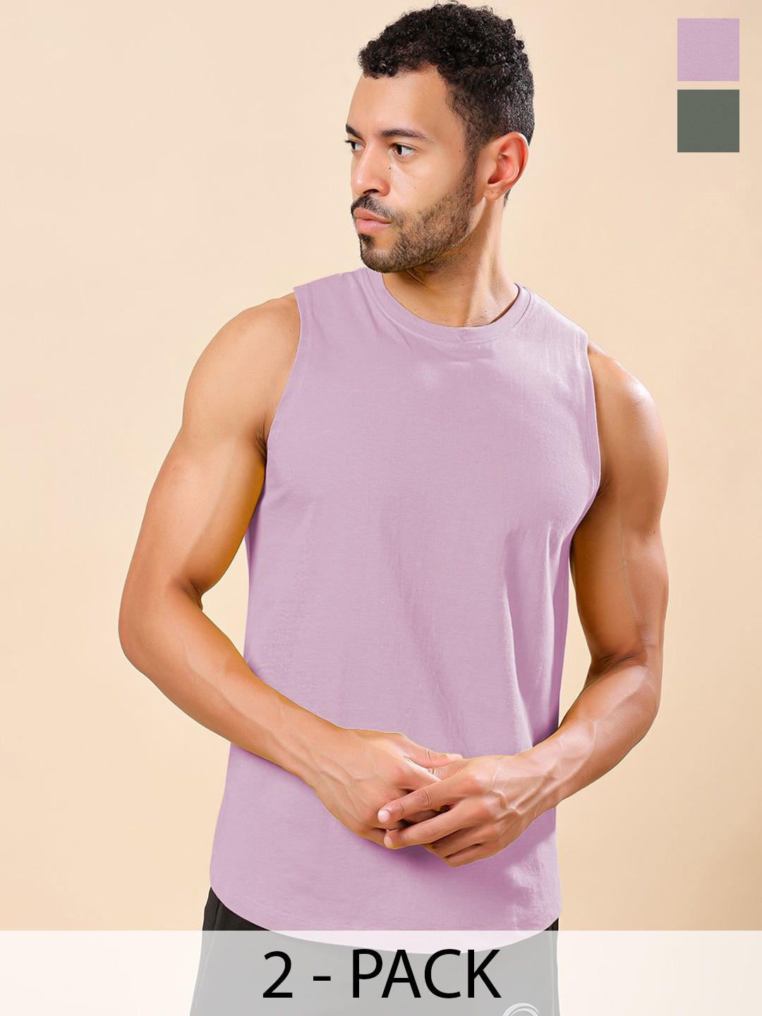 Friskers Pack Of 2 Pure Cotton Round Neck Gym Vests 230725AE-16-41