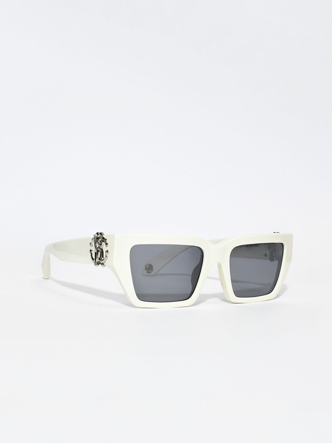 Roberto Cavalli Unisex Grey Lens & White Square Sunglasses with