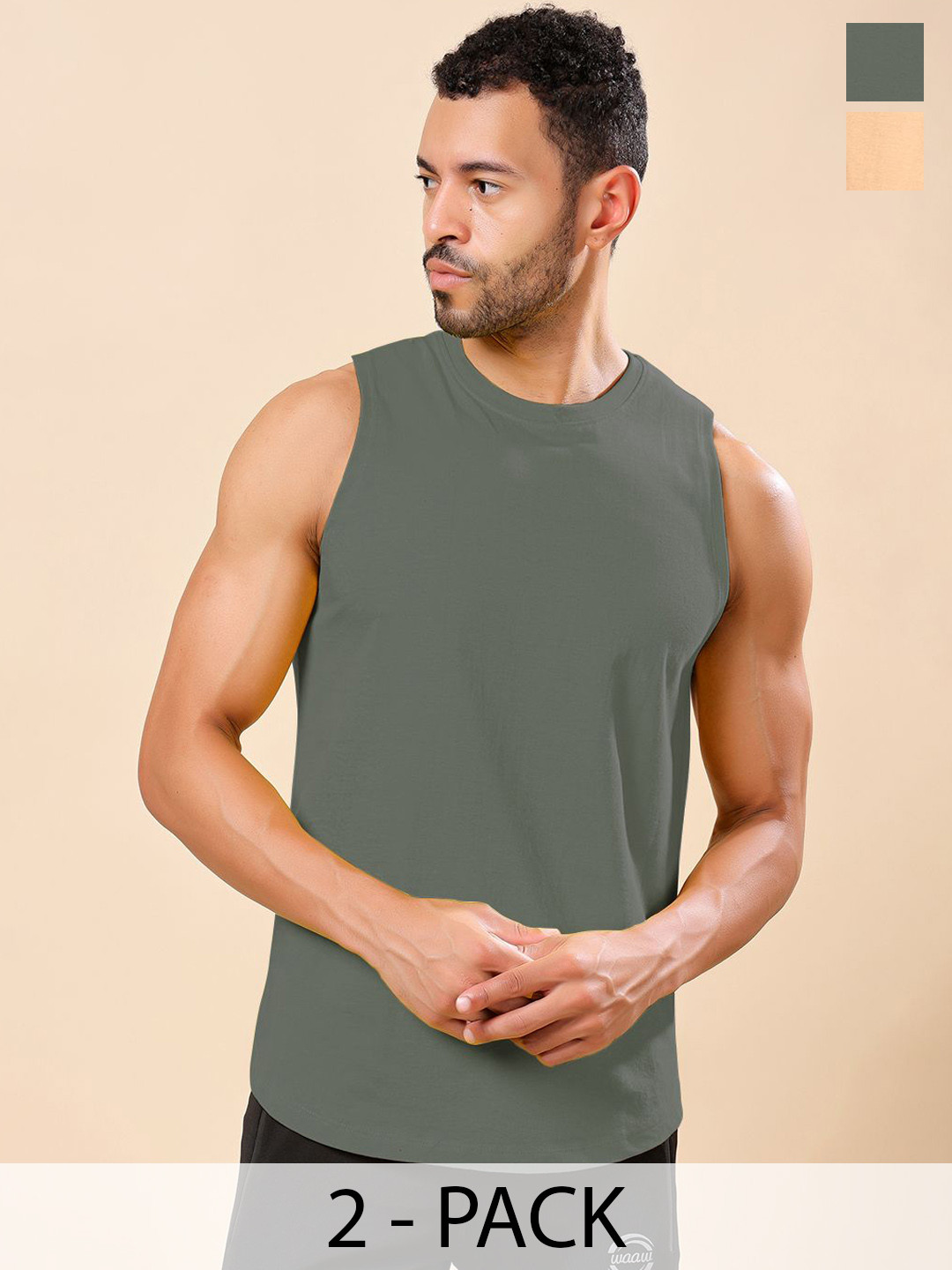 Friskers Pack Of 2 Pure Cotton Round Neck Gym Vests 230725AE-41-32