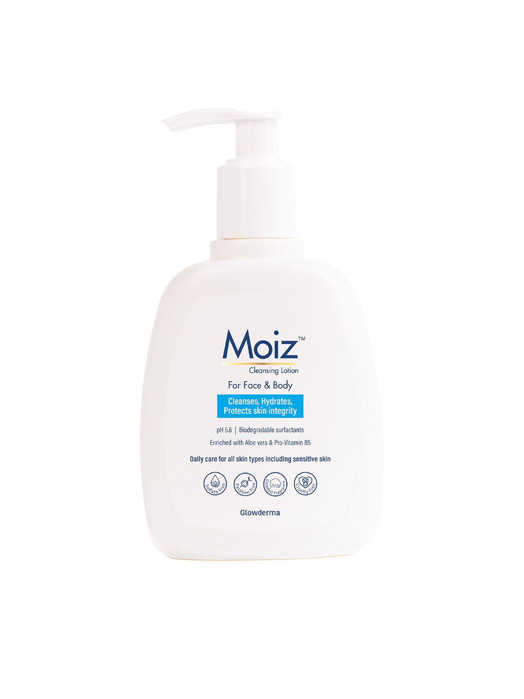 MOIZ Cleansing Lotion Gentle Cleanser For Sensitive Skin With Pro-Vitamin B5 - 400 ml