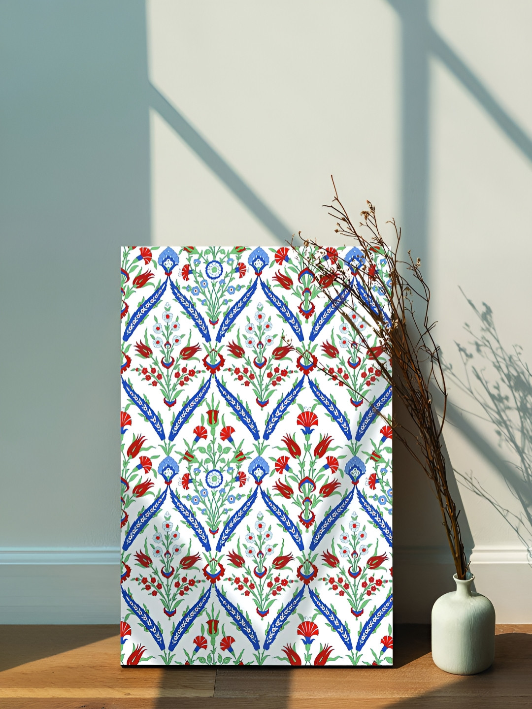 Myntra Elegant Homes Flowers Ornament Blue Canvas Landscape 1-Frame Painting Wall Art