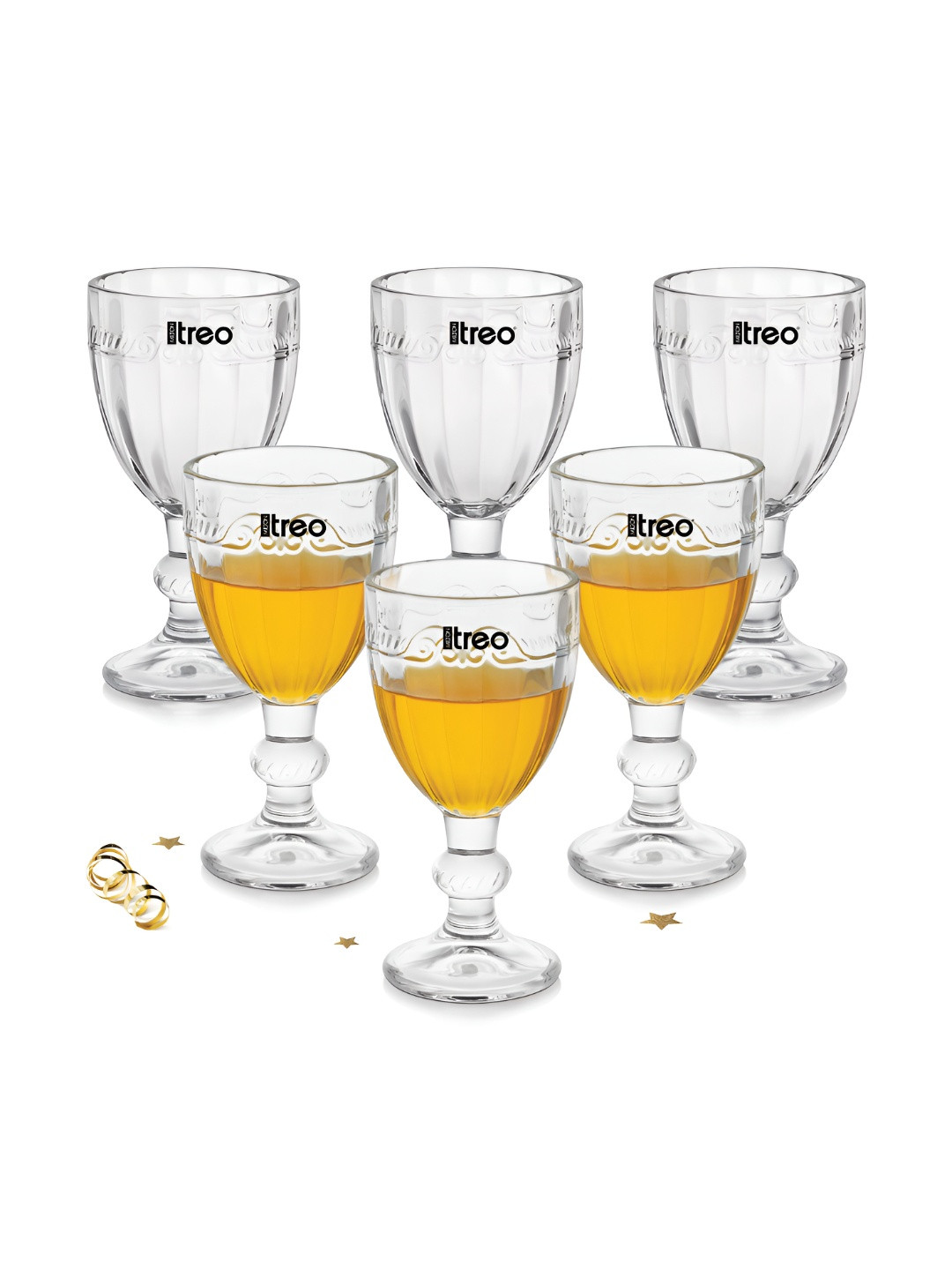 Treo Glace Shot Glasses I Set of 6, (65 ml) each, Elegant Fluted mini Glasses