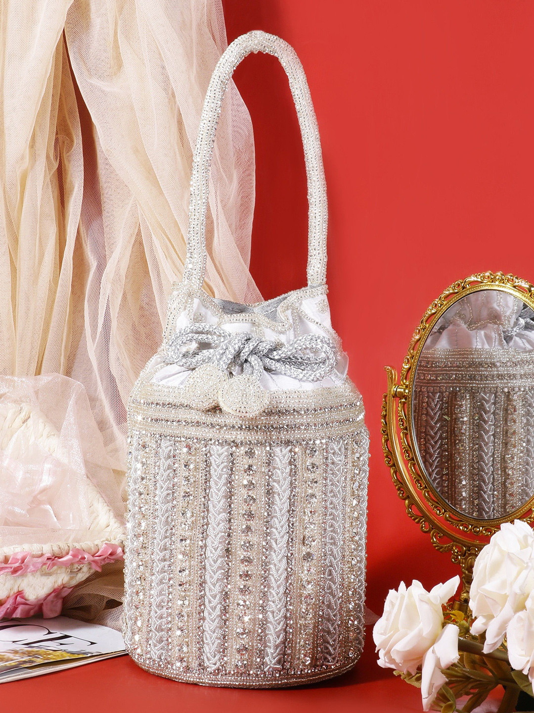 MISHA Noor Jute Embellished Potli Clutch