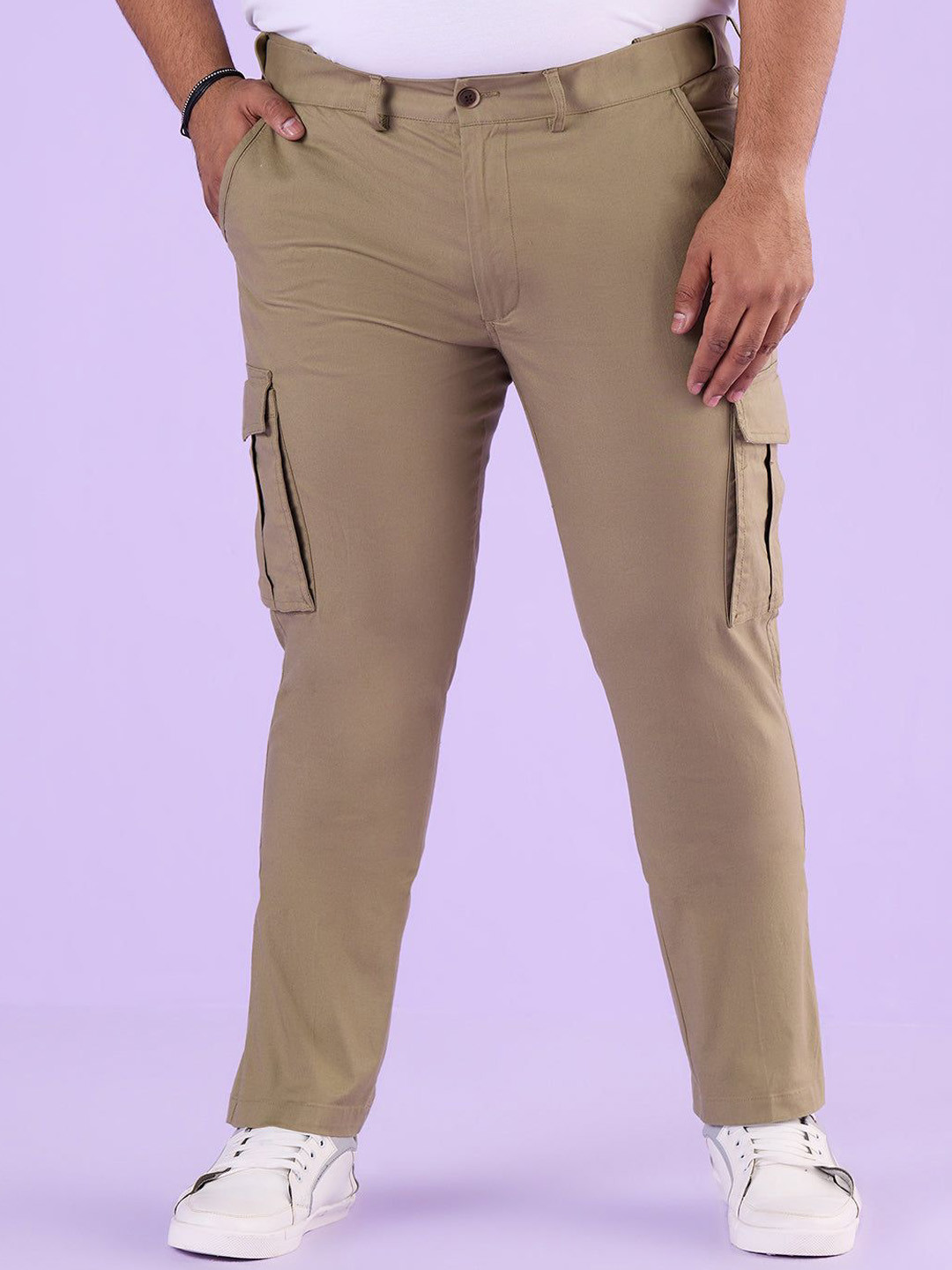 BIG HELLO Men Original Regular Fit Mid-Rise Flexfit Urban Cotton Cargos Jeans