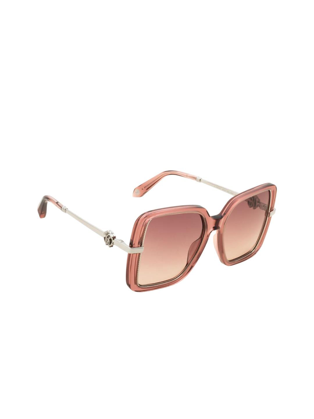 Roberto Cavalli Women Brown Lens & Rose Gold-Toned Butterfly Sunglasses with