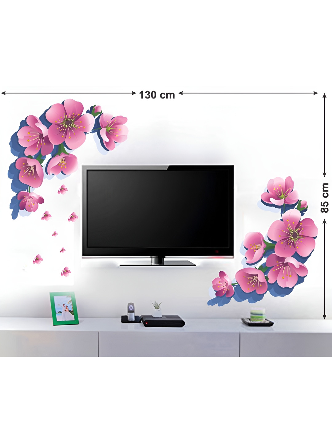 LANSTICK Pink Flower Design Wall Sticker