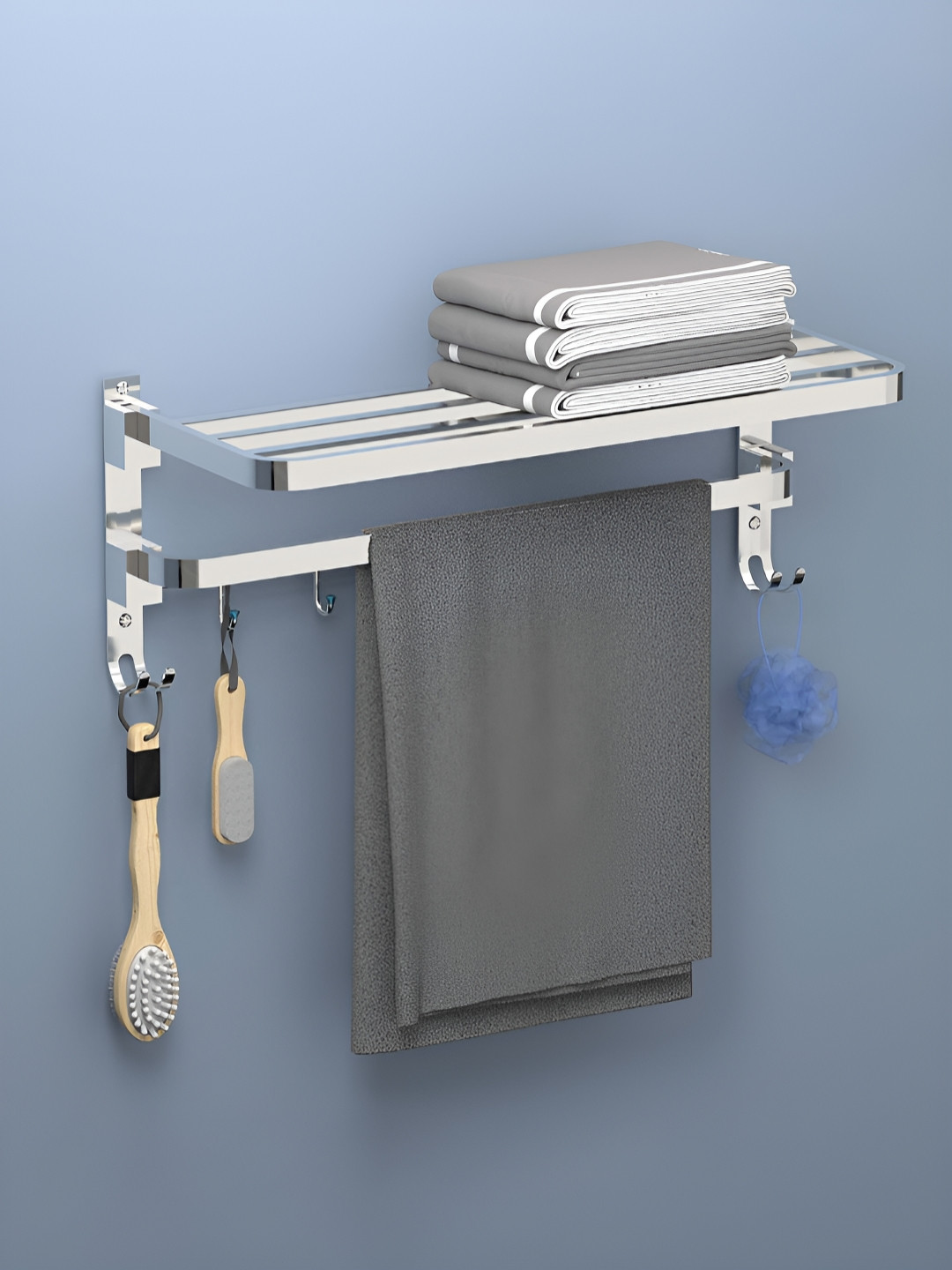 Myntra Elegant Homes Wall Mounted Towel Holder with 4 Fixed Dual Hooks