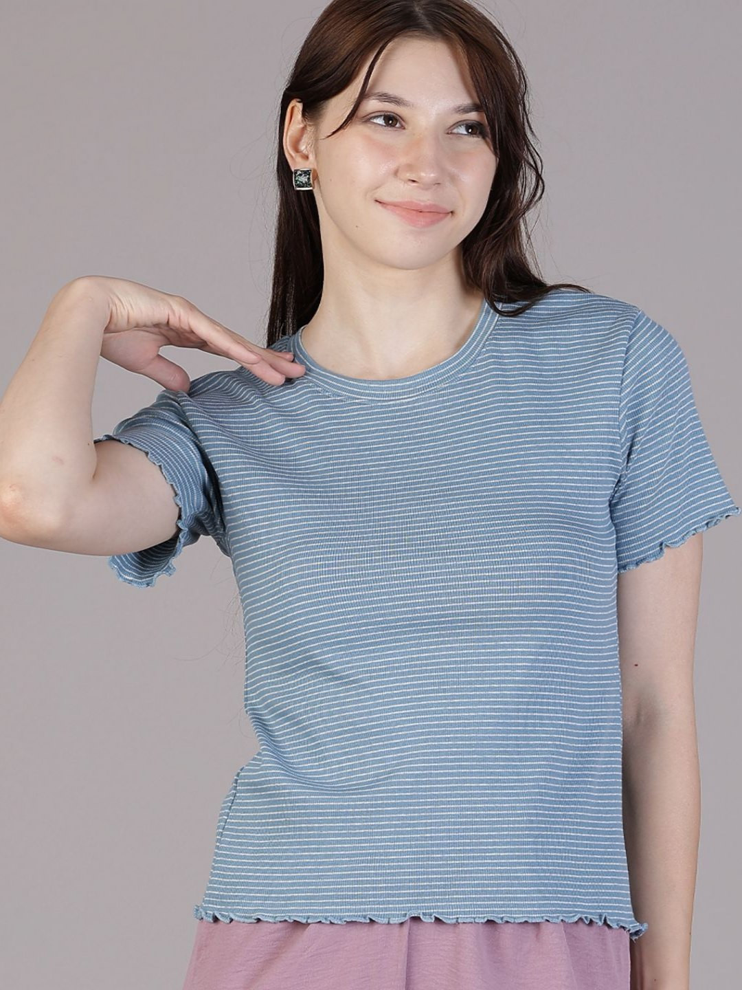 SXV STYLE Women Horizontal Stripes Cotton Top