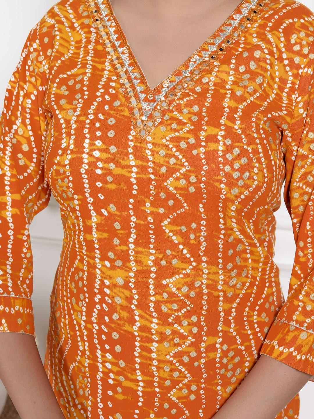 ANGIYA Women Orange Kurtas