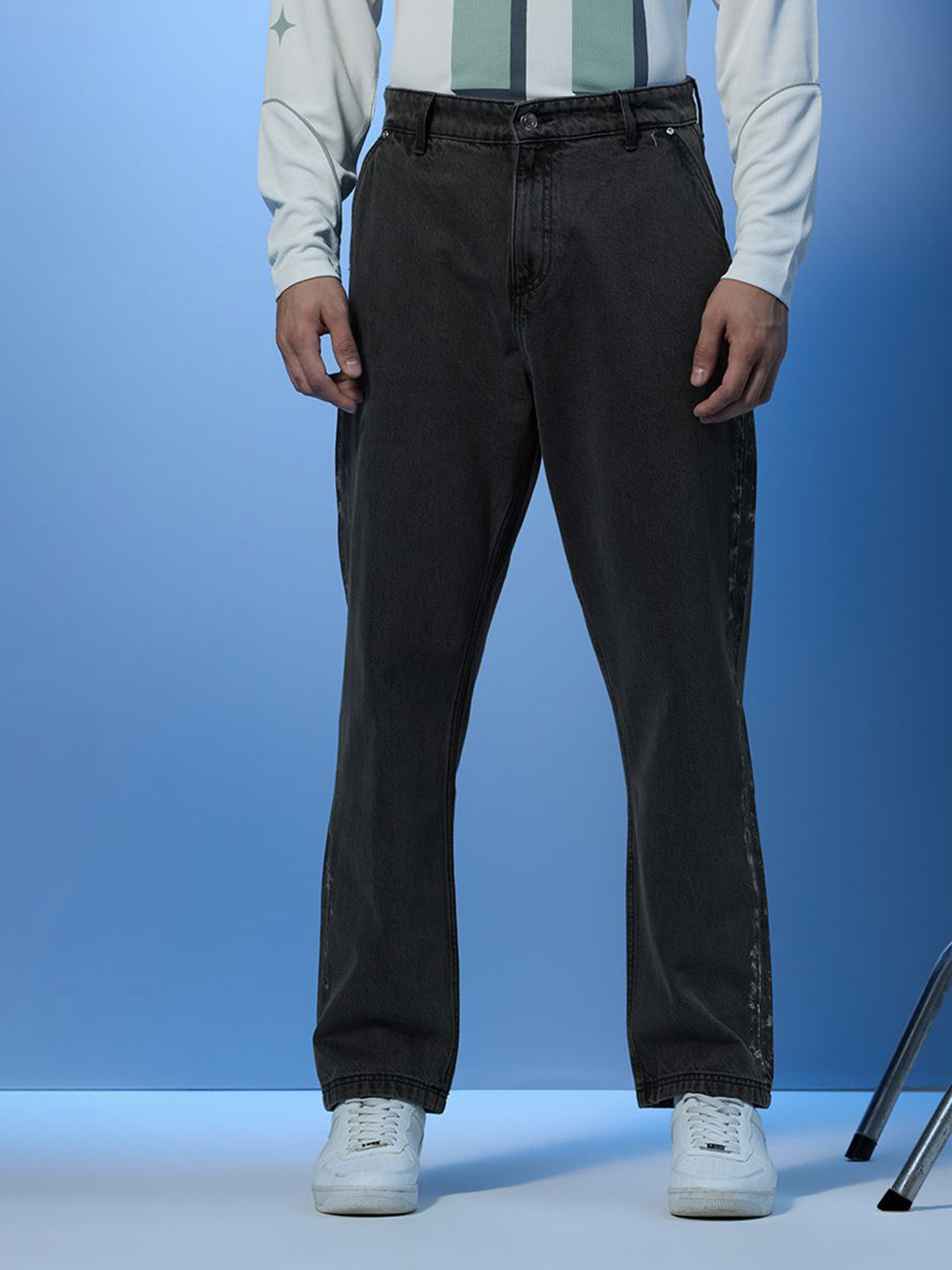 Snitch Stars Within Foil Printed Baggy Jeans
