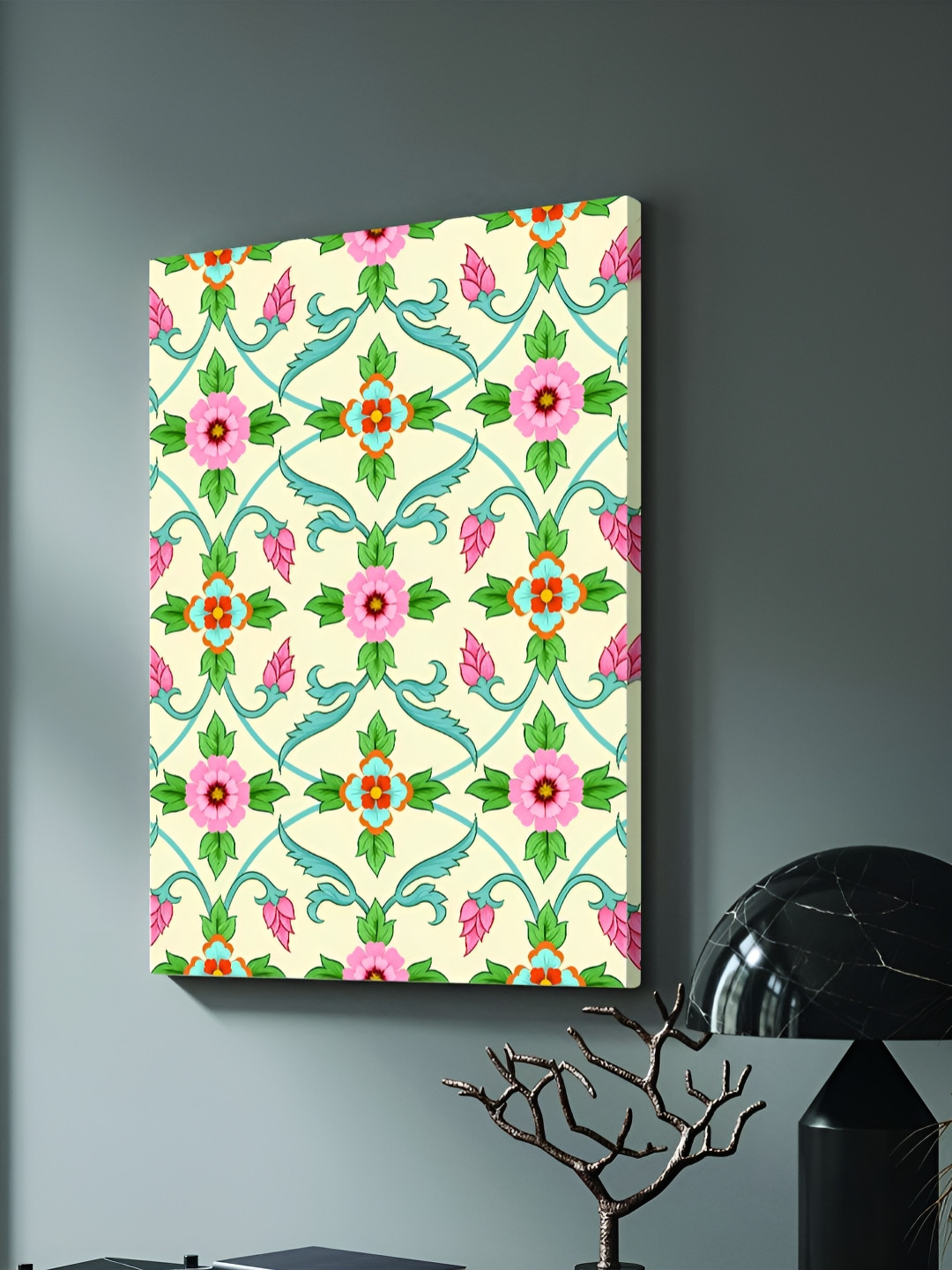 Myntra Elegant Homes Flowers Ornament Canvas Painting Abstract Landscape Frame Wall Art