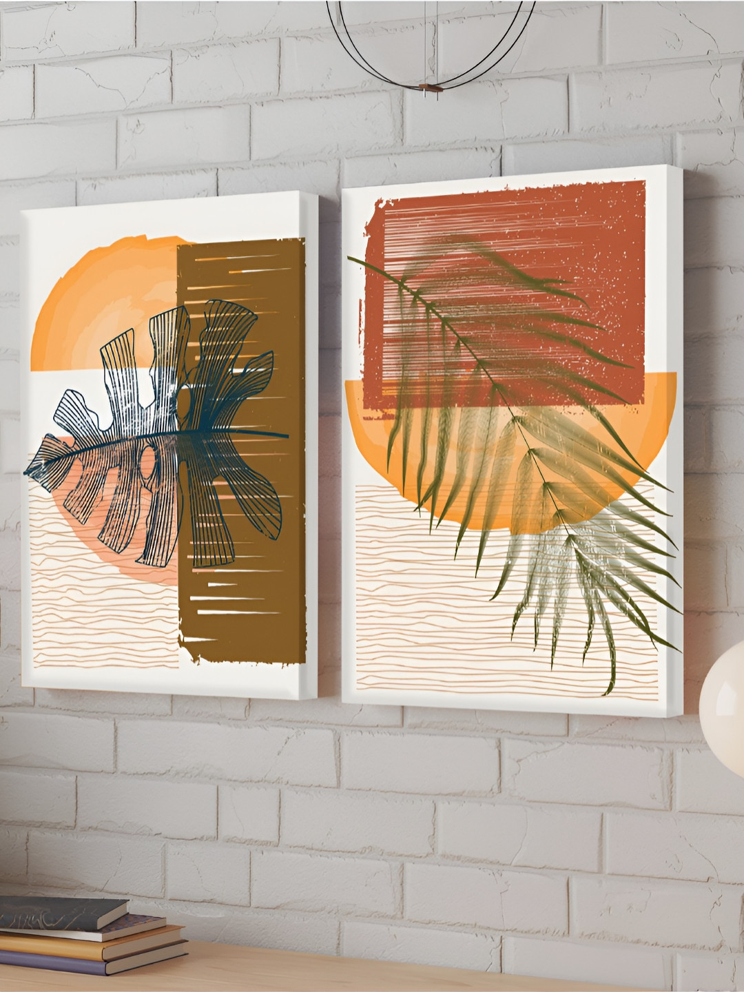 Myntra Elegant Homes Boho Botanical Printed 2 Piece Wall Paintings