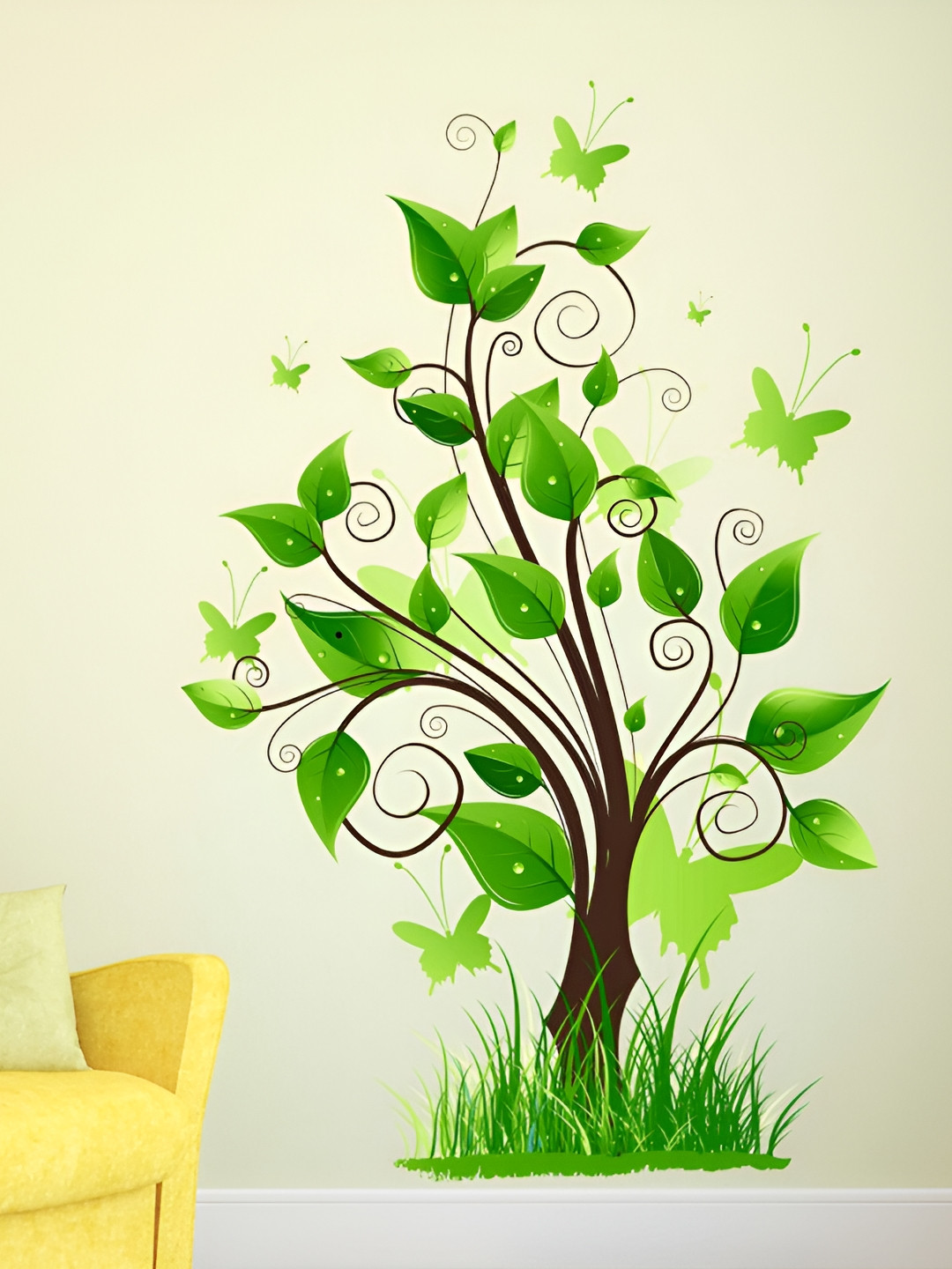 LANSTICK Green Small Tree Wall Sticker
