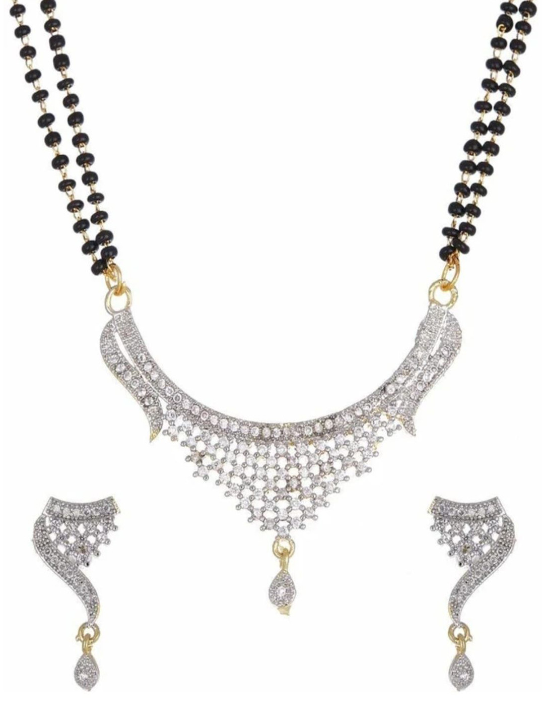Global Ecom American Diamond Studded & Beaded Mangalsutra