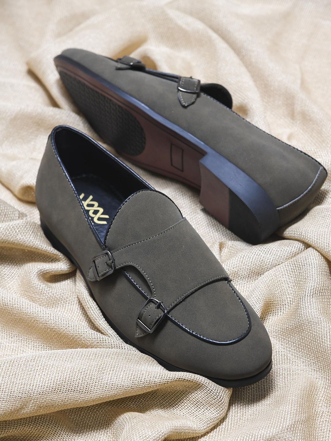 WAVE WALKER WW-MARS Men Round Toe Arch Support Lightweight Block Heel Loafers With Buckles