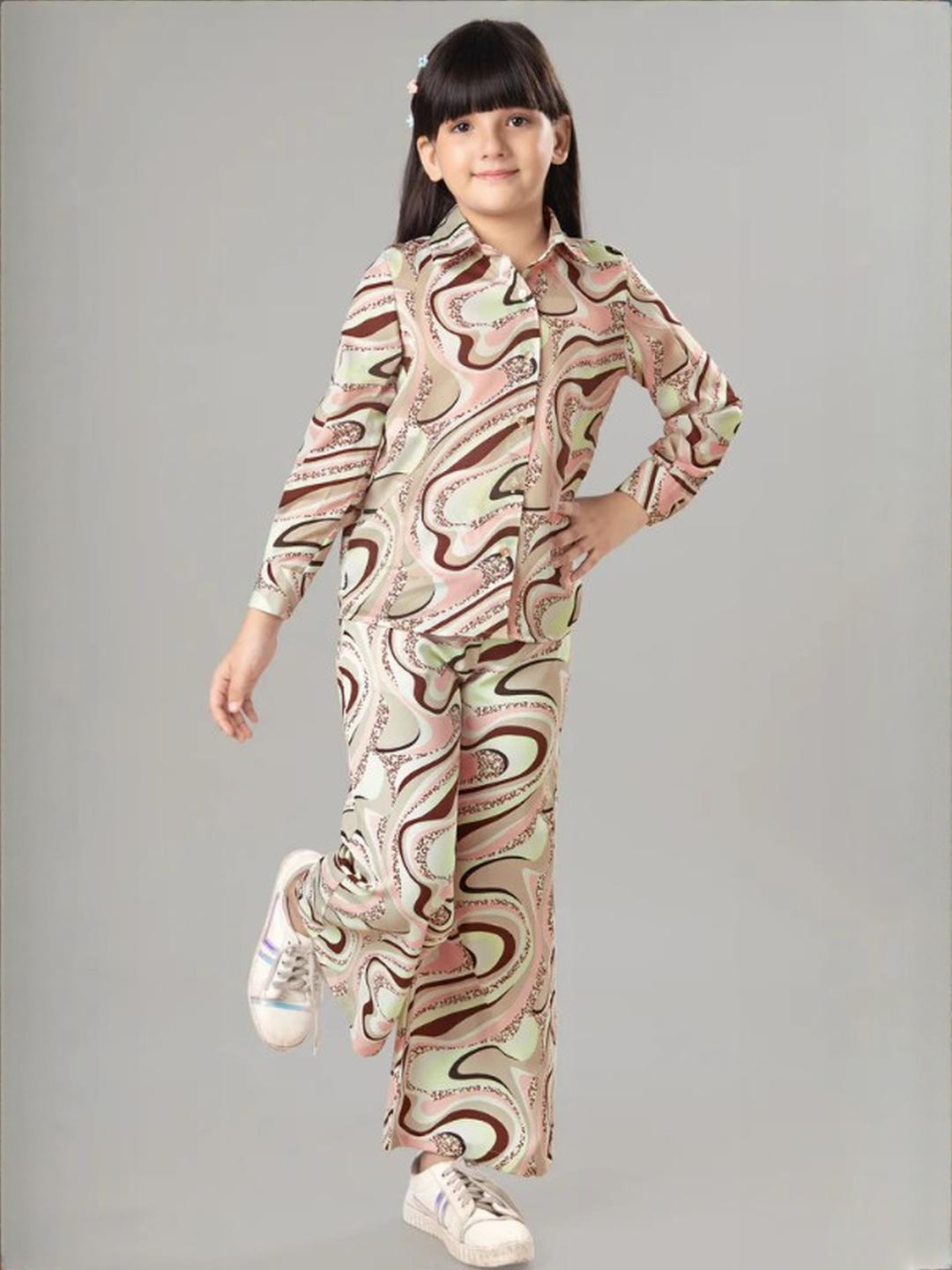 Q-one Store Girls Printed Shirt with Trousers