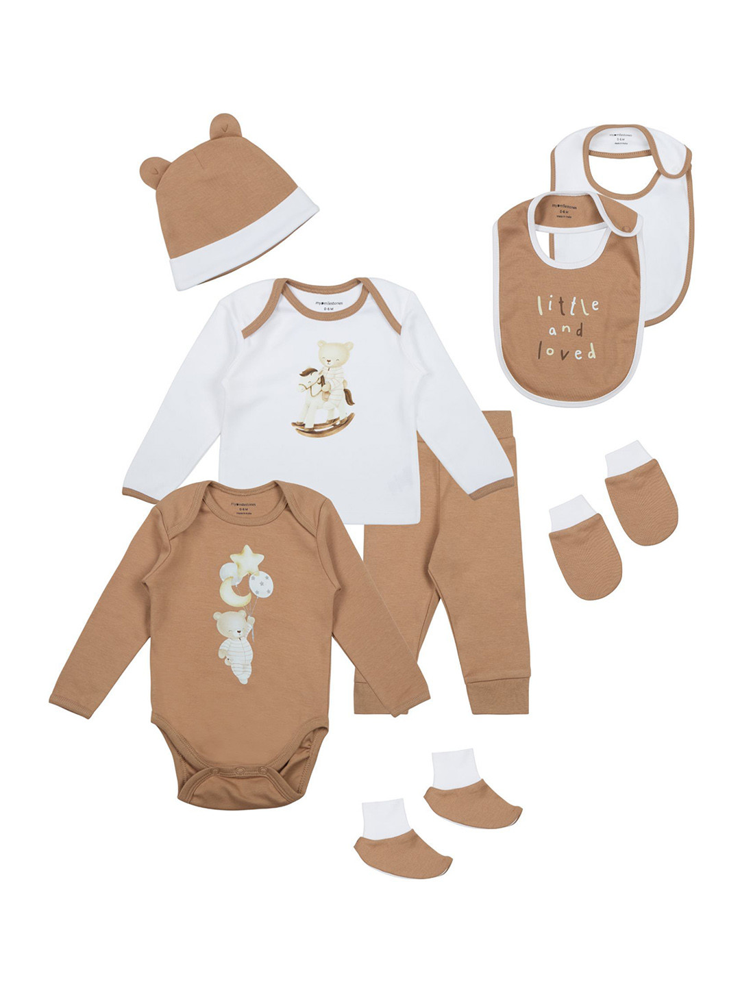 My Milestones Boy Pack Of 8 Baby Apparel Gift Set