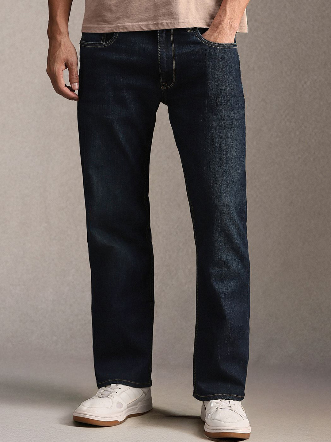 Louis Philippe Jeans Men Slim Fit Mid-Rise Low Distress Jeans