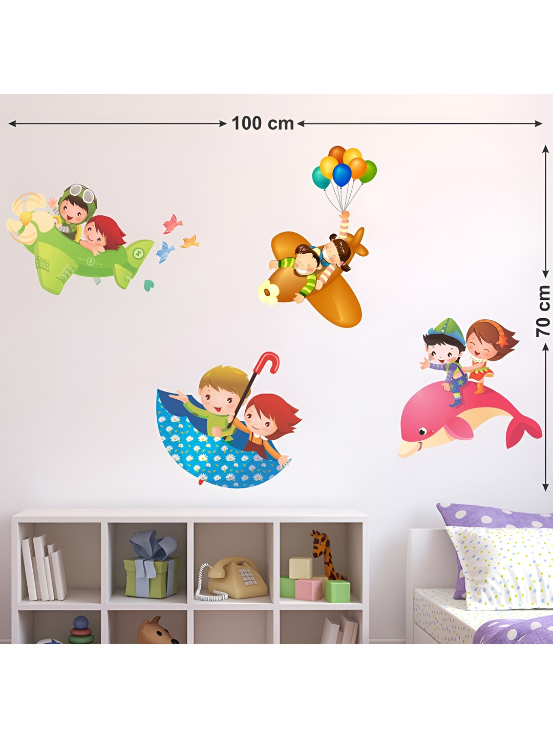LANSTICK Multi Kids playing Wall Sticker