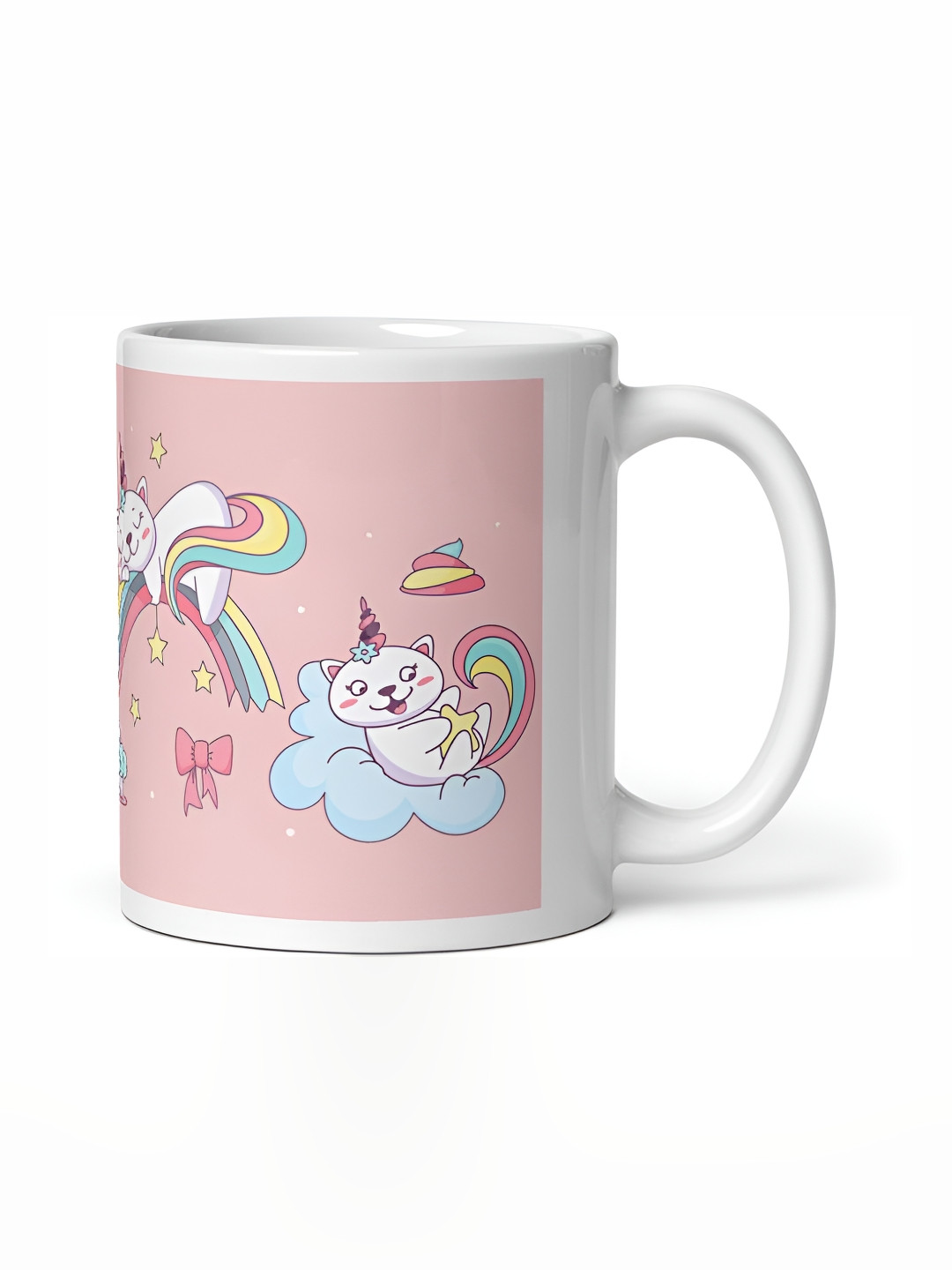 Mr UVD Pink & White Graphic Printed Ceramic Glossy Mug 350 ml