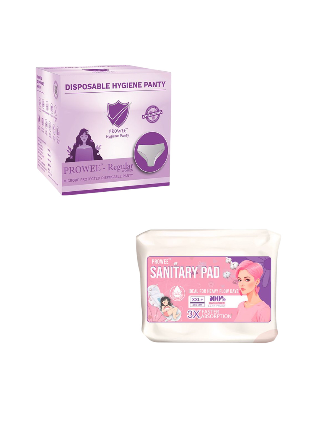 Prowee 5-Pcs Disposable Disposable Panty & Heavy Flow Sanitary Pad