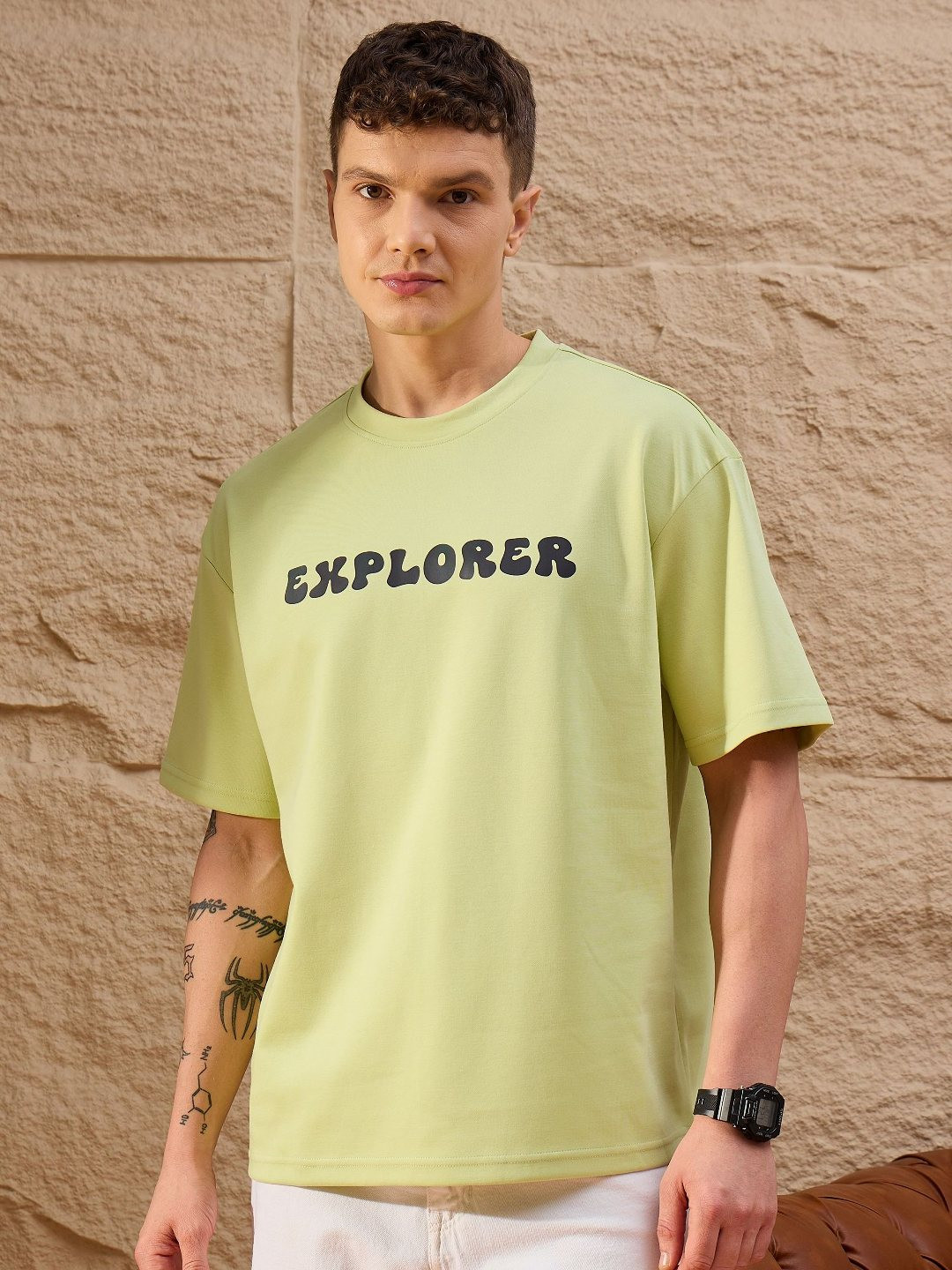 REPRISE Graphic Printed Drop-Shoulder Sleeves Oversized T-shirt