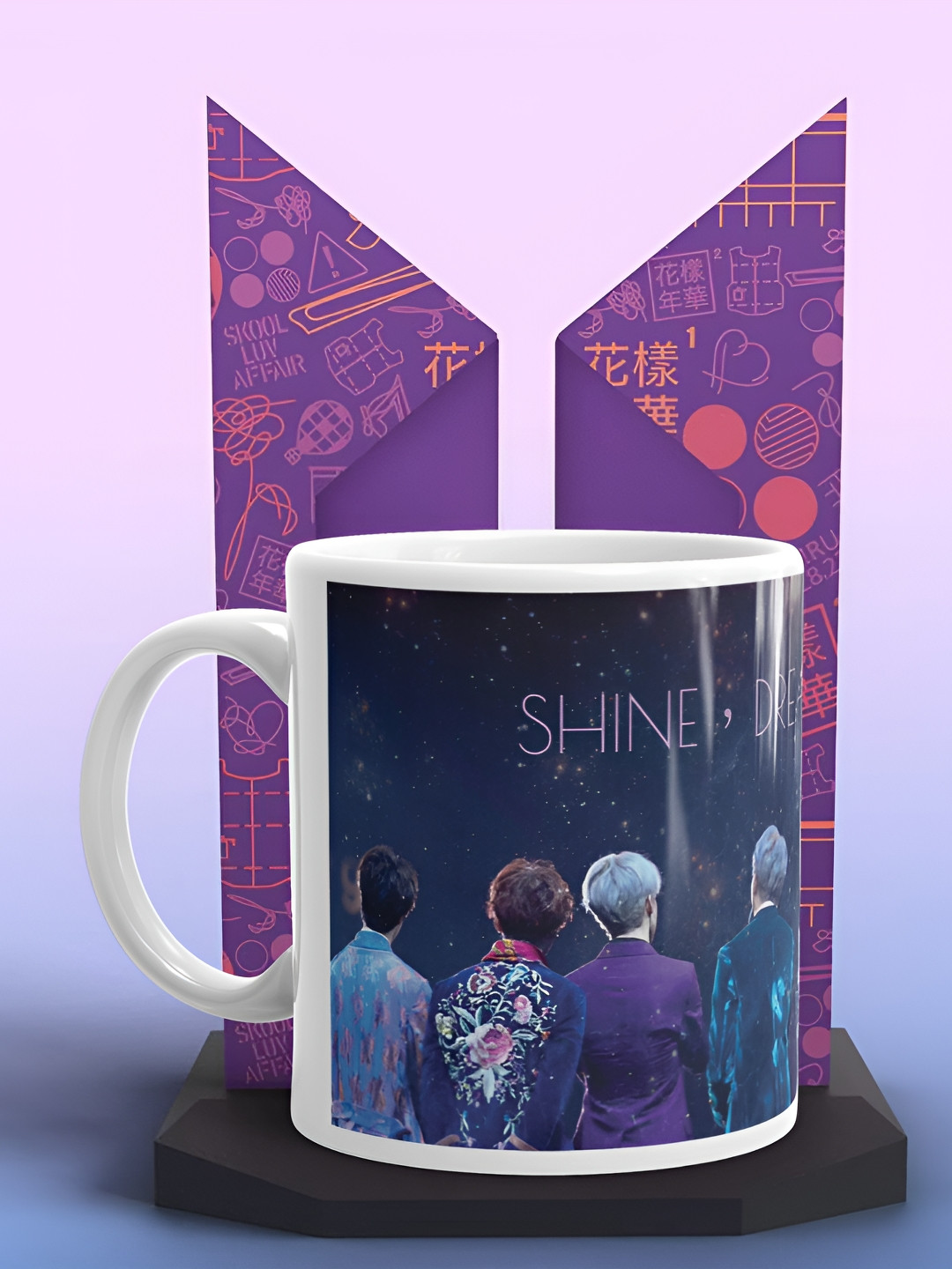 Mr UVD Purple 7 White Graphic Printed Glossy Ceramic Mug 350 ml