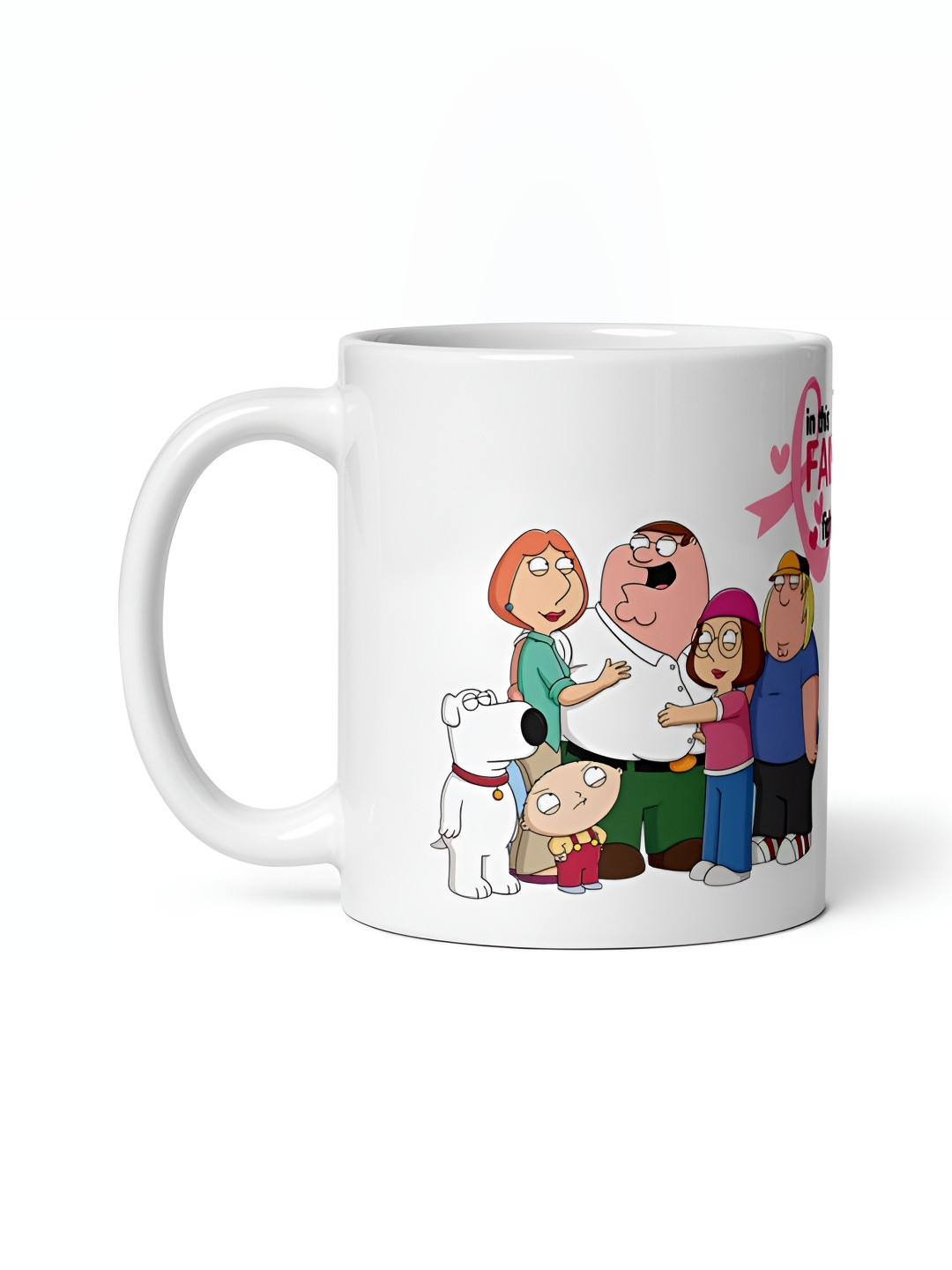 Mr UVD White & Green Cartoon Characters Printed Ceramic Glossy Mug 350 ml