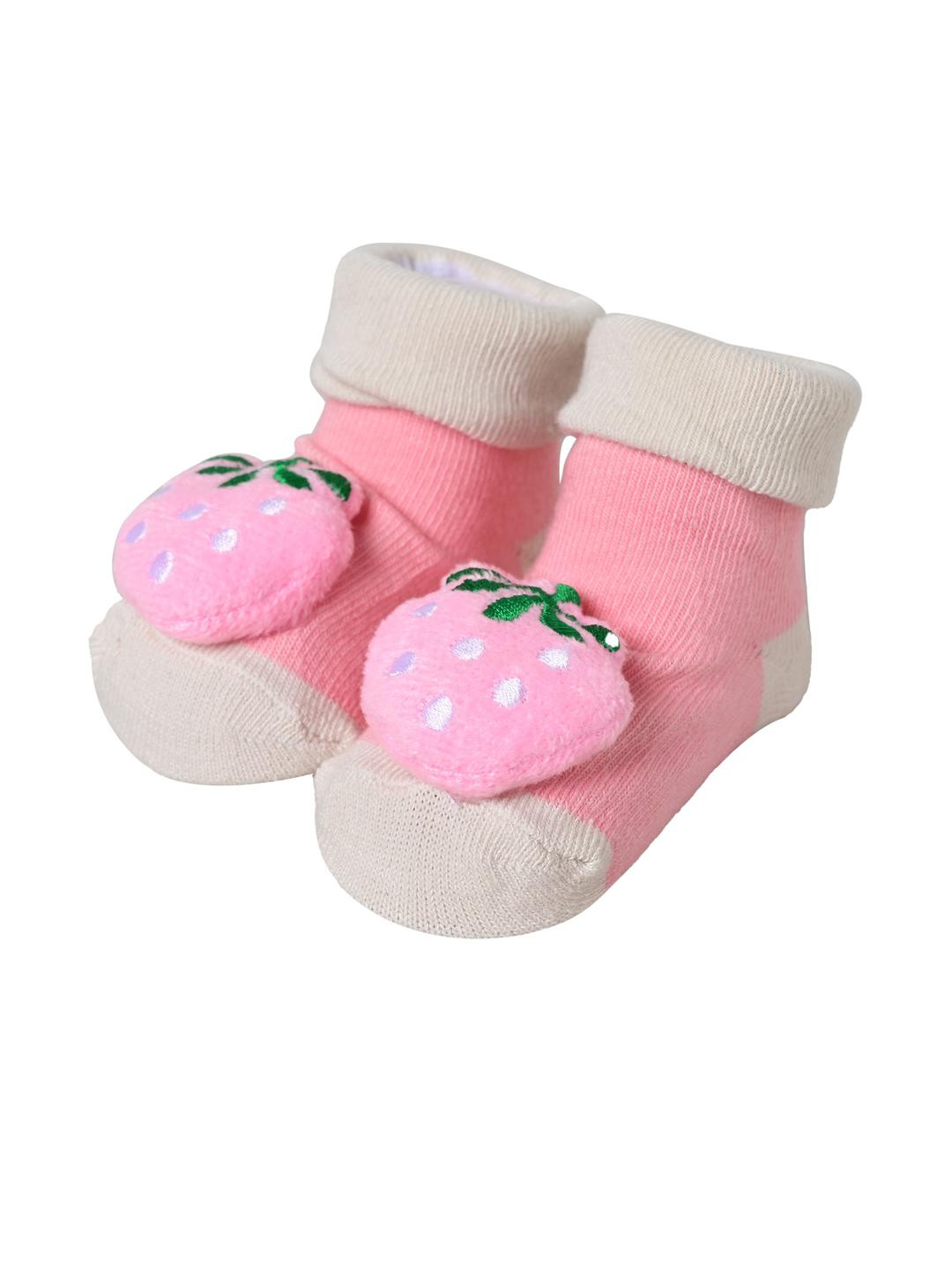 ME Stores Unisex Kids Pink And White with Anti-Skid Silicon support Pairs Socks