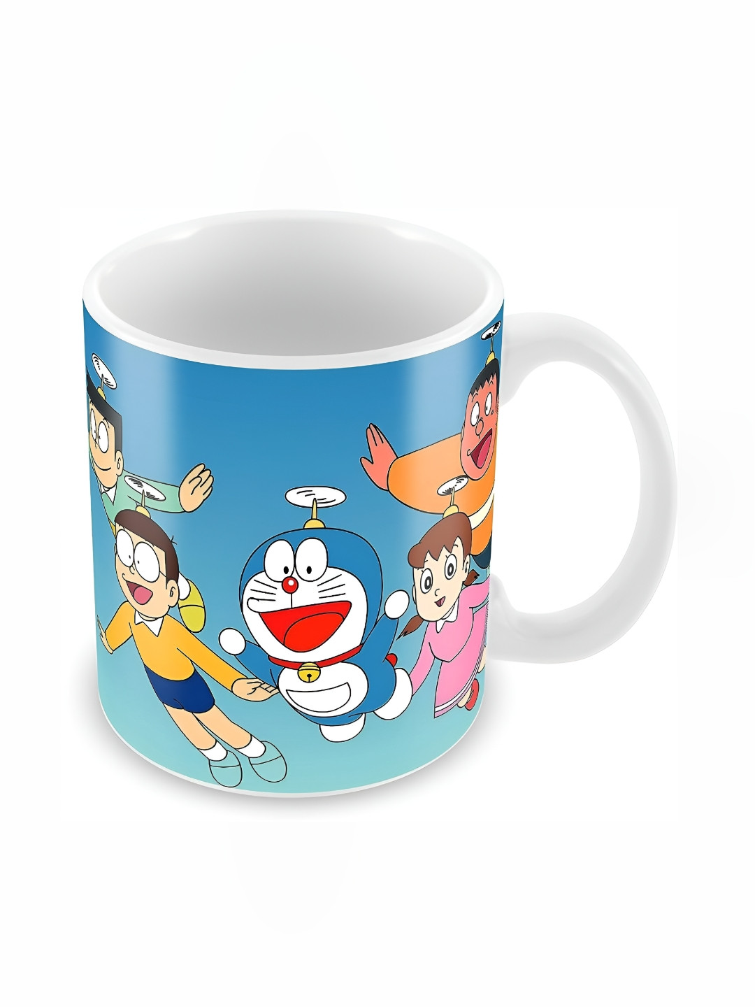 Mr UVD White & Blue Doraemon Printed Ceramic Glossy Mug