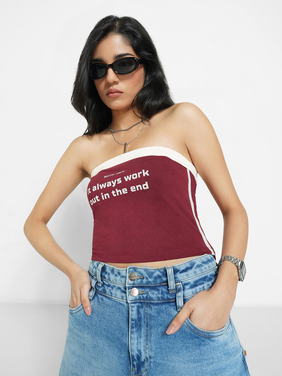 SF JEANS by Pantaloons Women Printed Strapless Tube Top