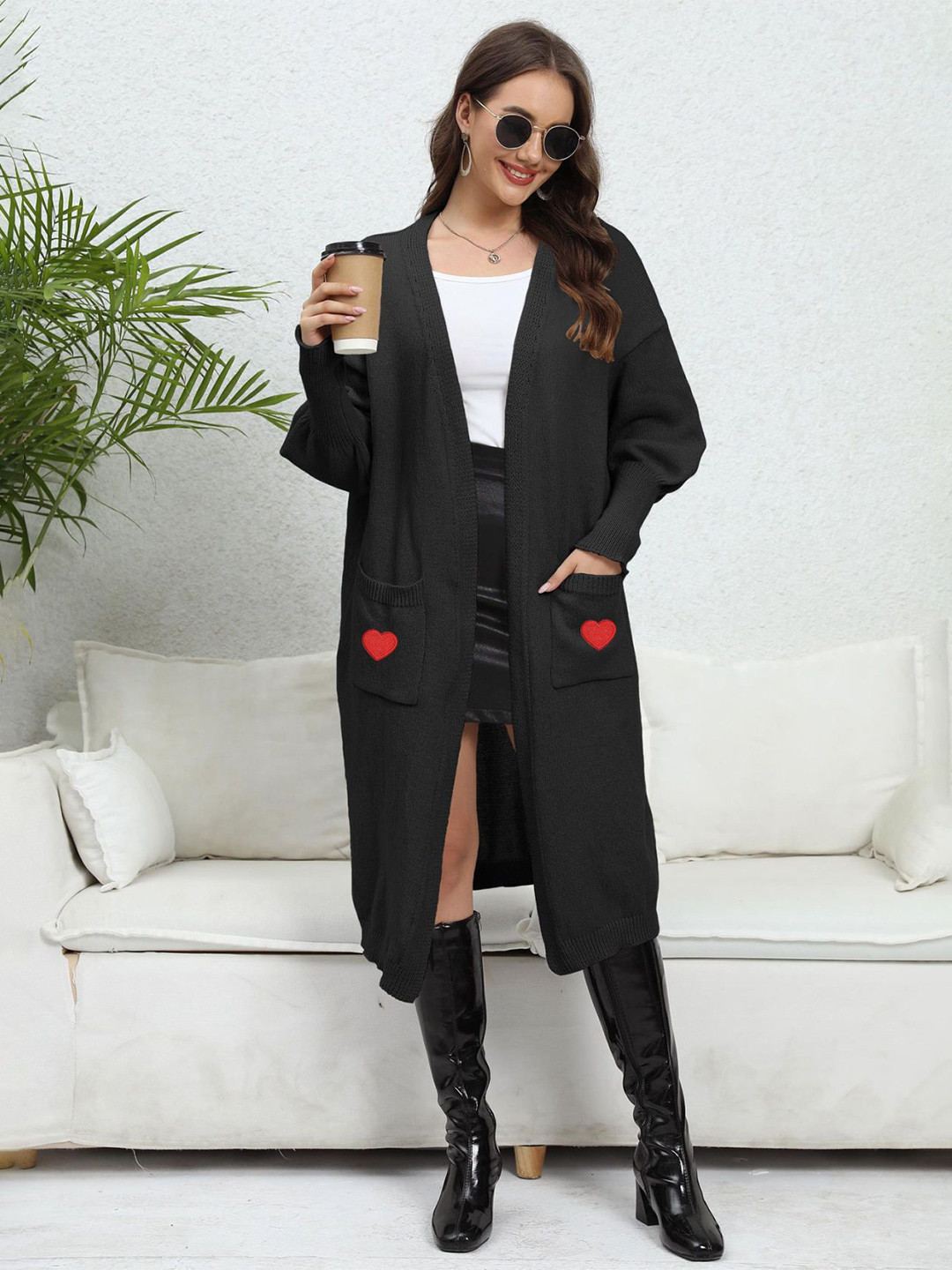 Bebe Women Love Front Open Longline Sweater