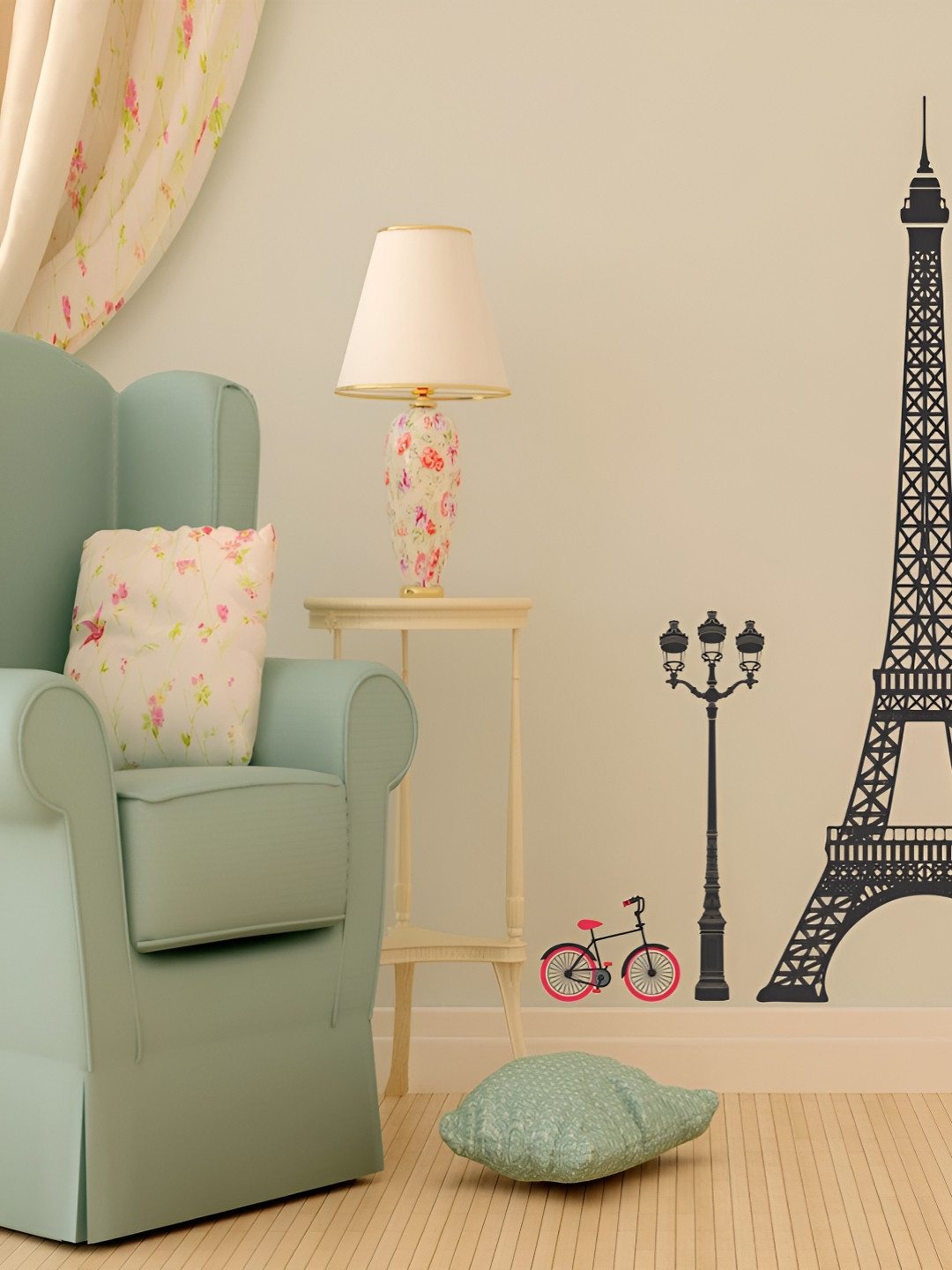 LANSTICK Black Street Light With Couple Wall Sticker