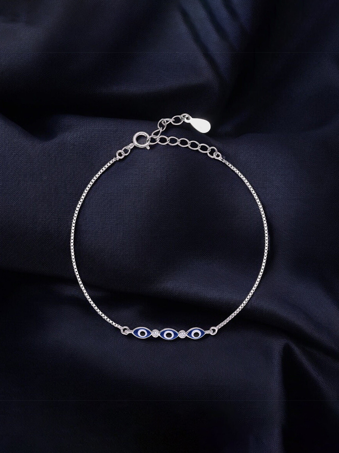 Crash.Club By CKC Silver Rhodium-Plated Stones Studded Evil Eye Wraparound Bracelet