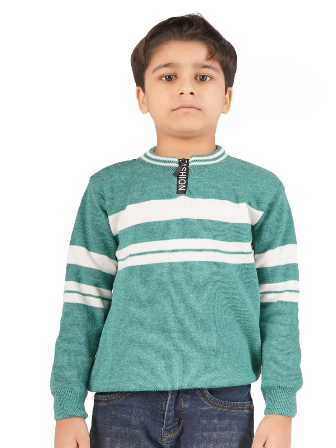 BADOS Kids Round Neck Striped Woollen Pullover Sweater