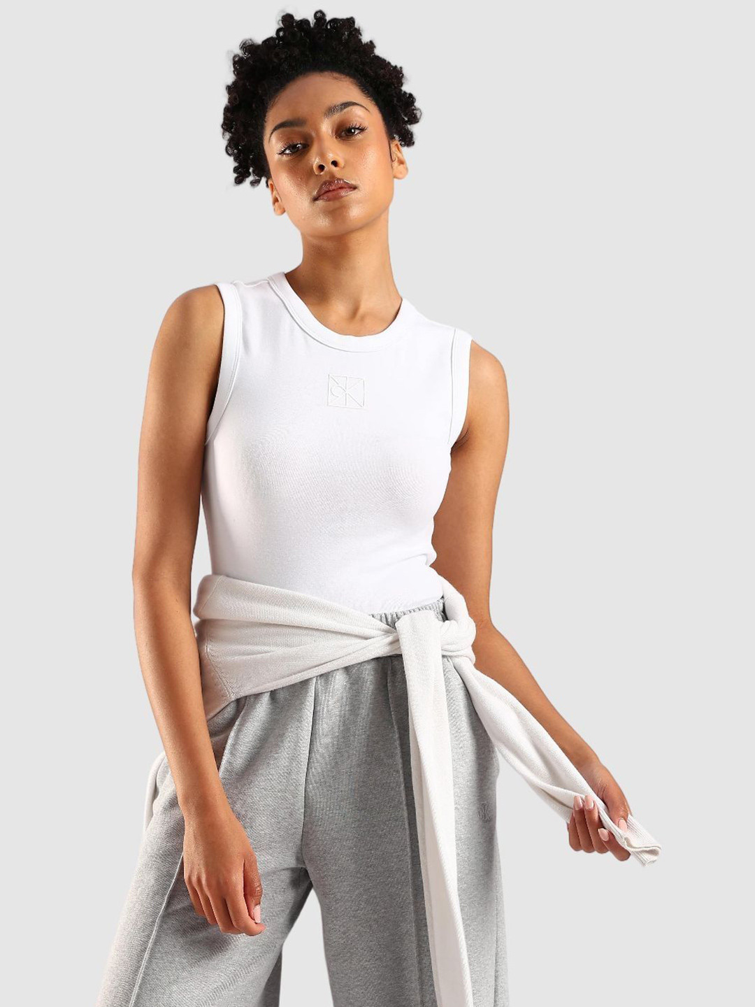 Calvin Klein Jeans Women Brand Logo Printed Cotton Tank Top