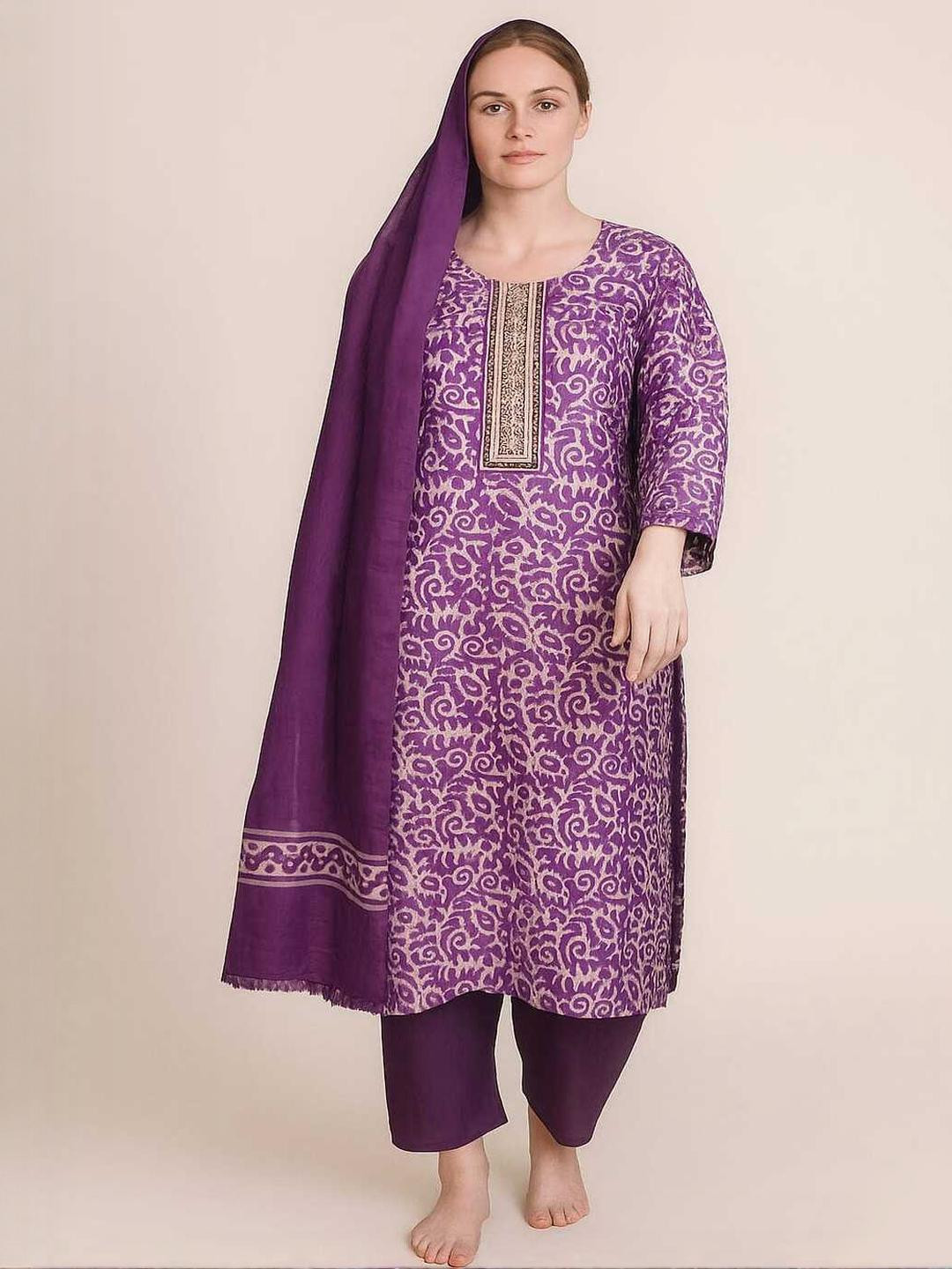 Silakaari Women Purple Kurta Sets