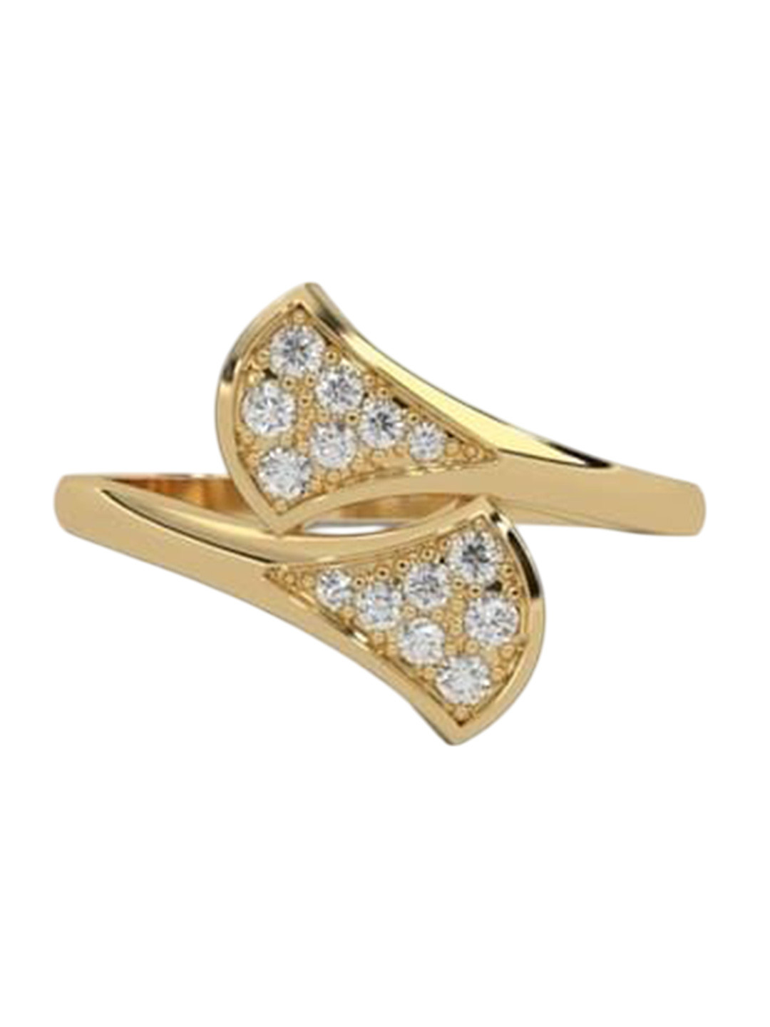DressBerry 925 Silver Gold Plated Cubic Zirconia Studded Cocktail Finer Ring
