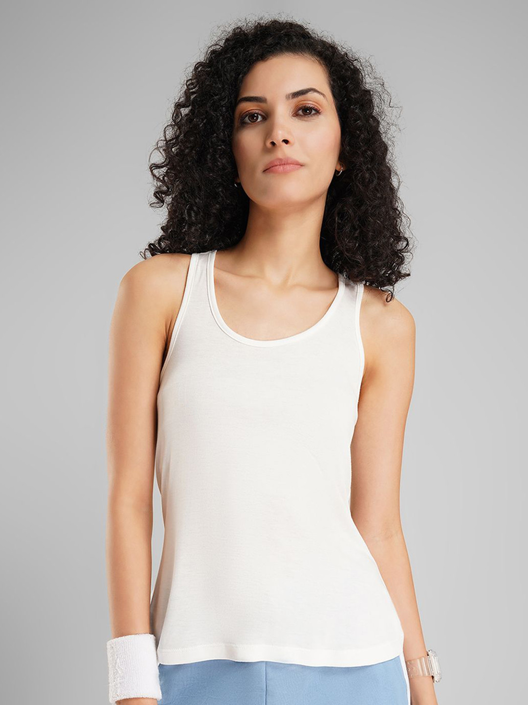 Ajile by Pantaloons Women Round Neck Sleeveless Cotton Tank Top