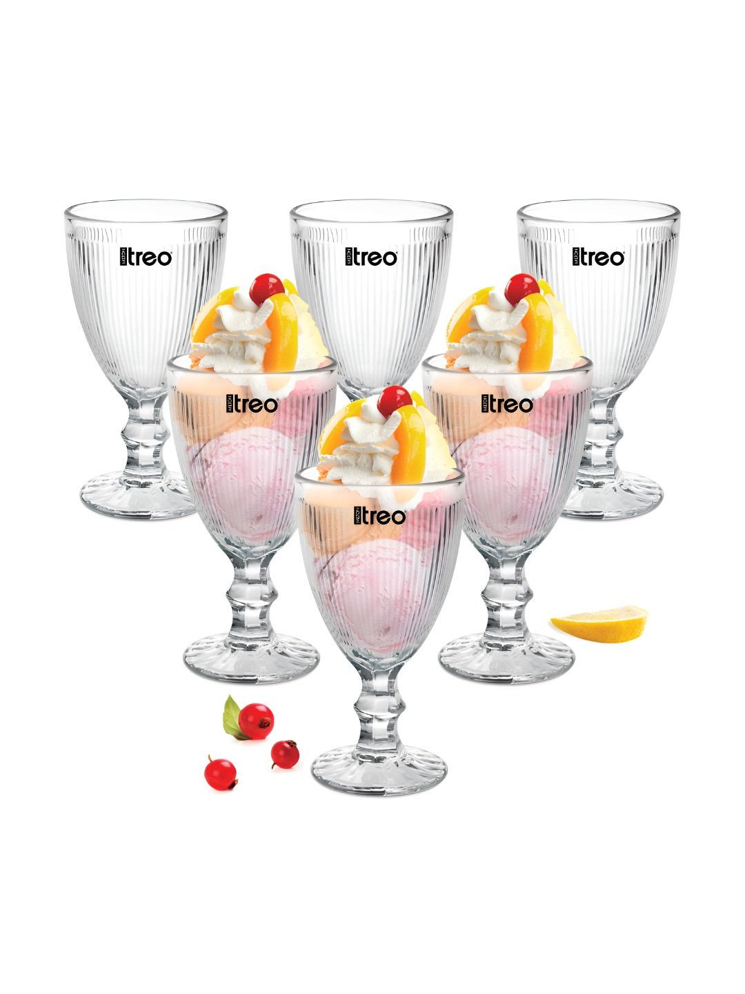 Treo Set Of 6 Victoria Transparent Set of 6 Ice Cream Bowl-300ml