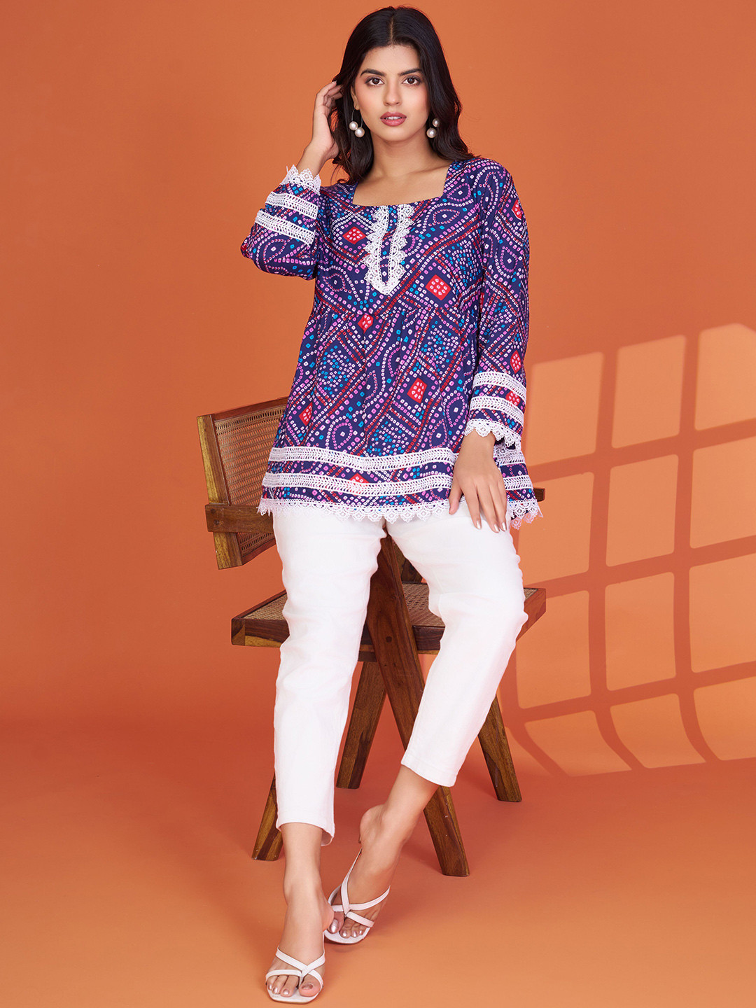 VAAZI CREATOR Square Neck Printed Ethnic Tunic