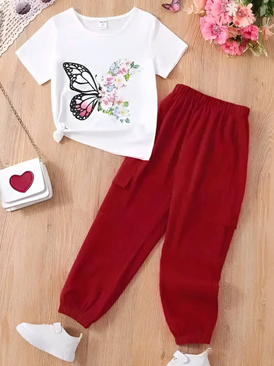 MCST Girls Animal Graphic Printed T-shirt With Joggers