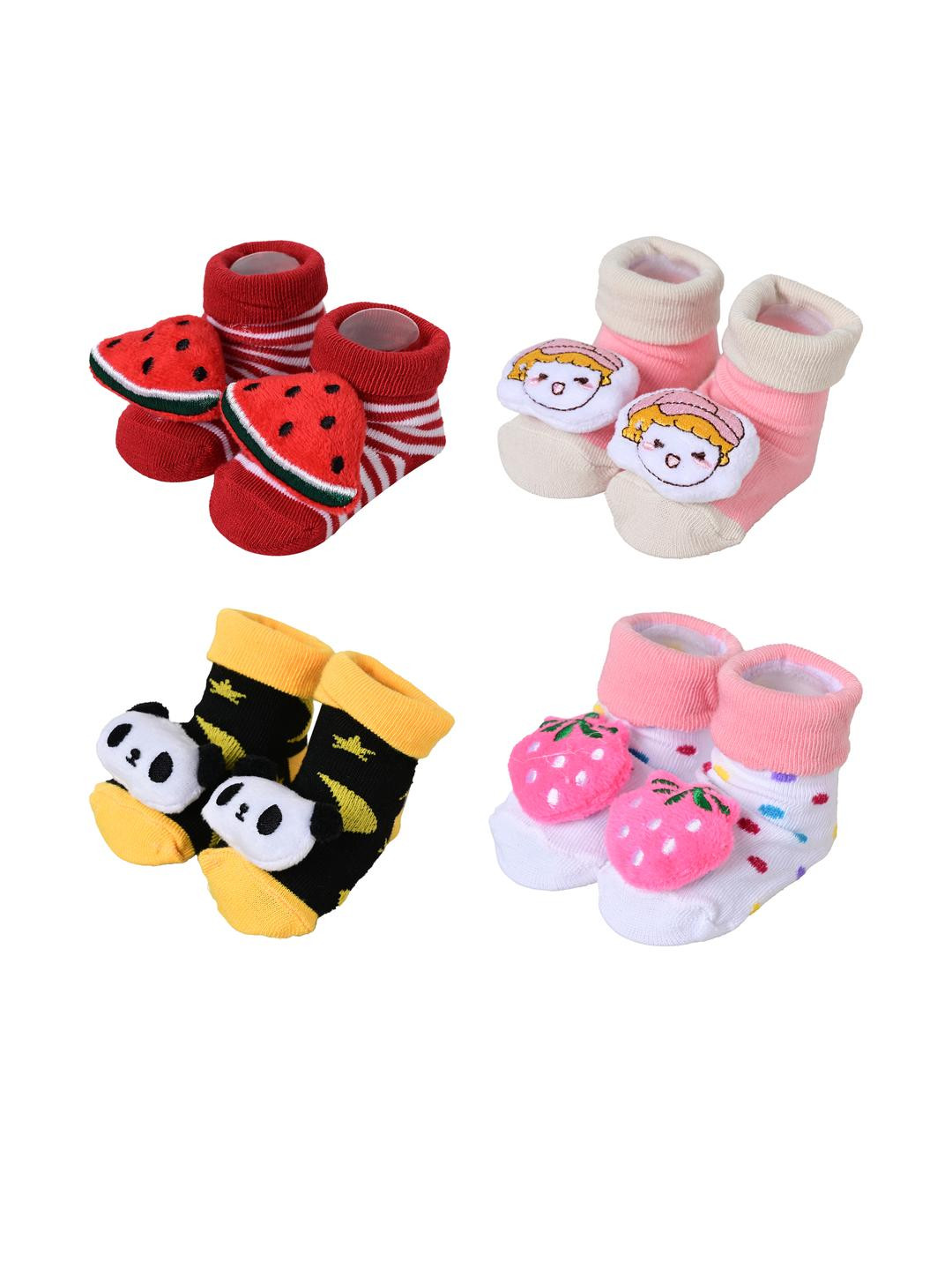 Baby Socks Baby Footies with Anti-Skid Silicon support, Pack of 4 pairs